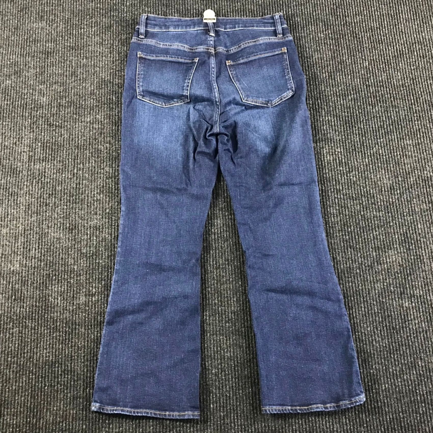 Quince Quince Women High Rise Flare Jeans Dark Wash Blue Organic Cotton Stretch Size 28 Jeans Size 28" / US 6 / IT 42 - 4 Thumbnail
