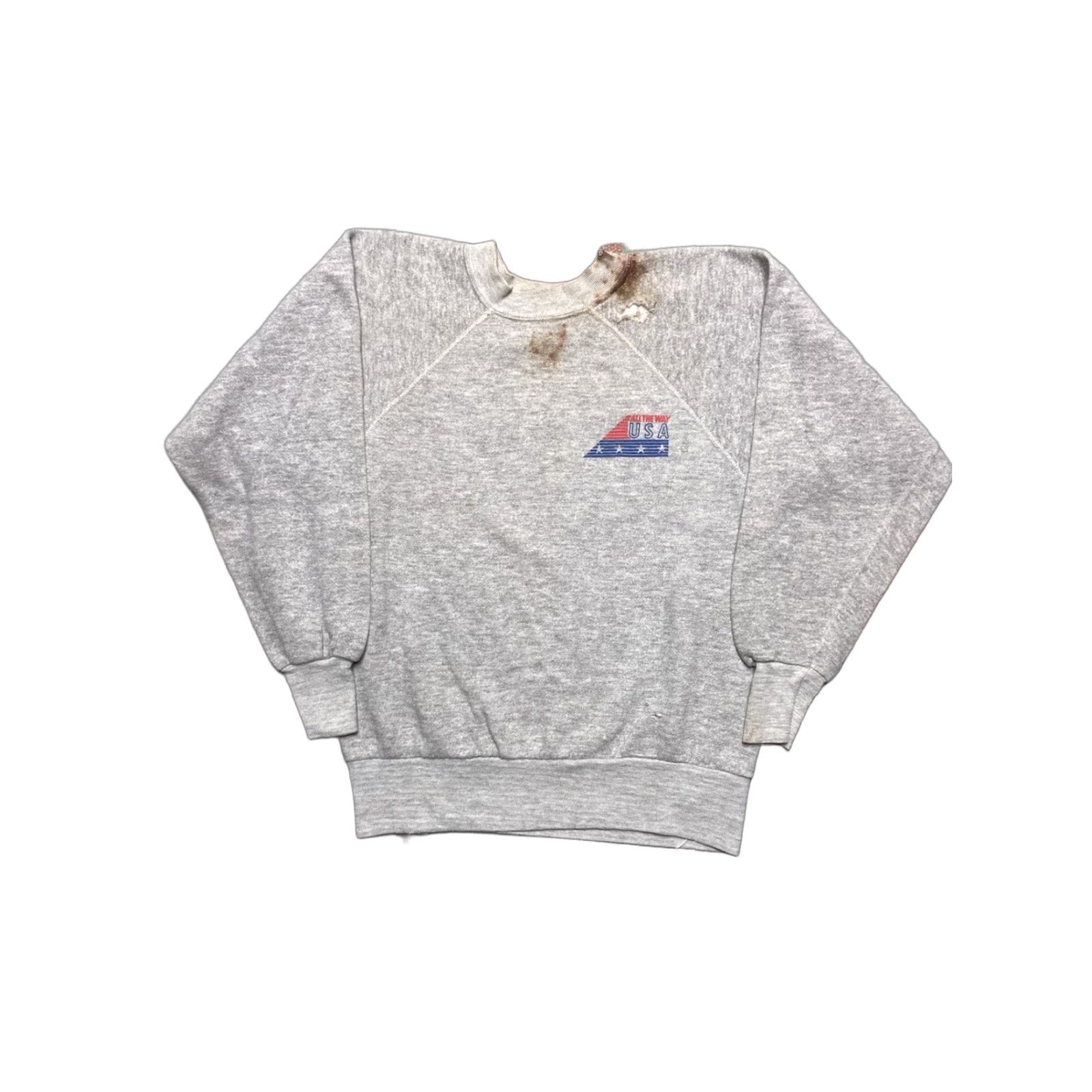 Vintage VINTAGE Sweatshirt Crewneck 70s USA Olympics Distressed Gray Small Mens | USA Theme | Pullover Size US S / EU 44-46 / 1 - 1 Thumbnail
