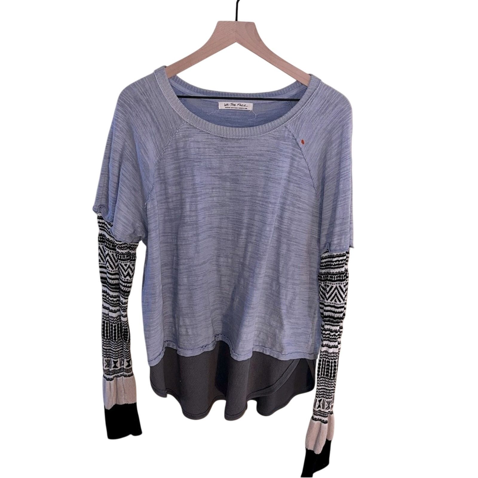 Free People WE THE FREE oversized knit mix crewneck M shabbychic Size L / US 10 / IT 46 - 1 Thumbnail