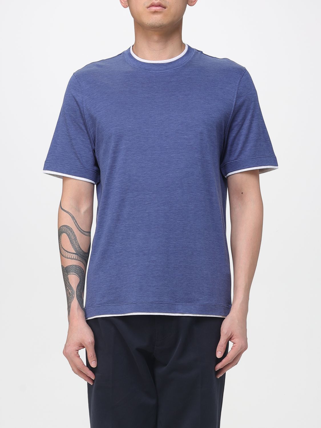 Brunello Cucinelli Brunello Cucinelli T-Shirt Men Blue Size US XL / EU 56 / 4 - 1 Thumbnail