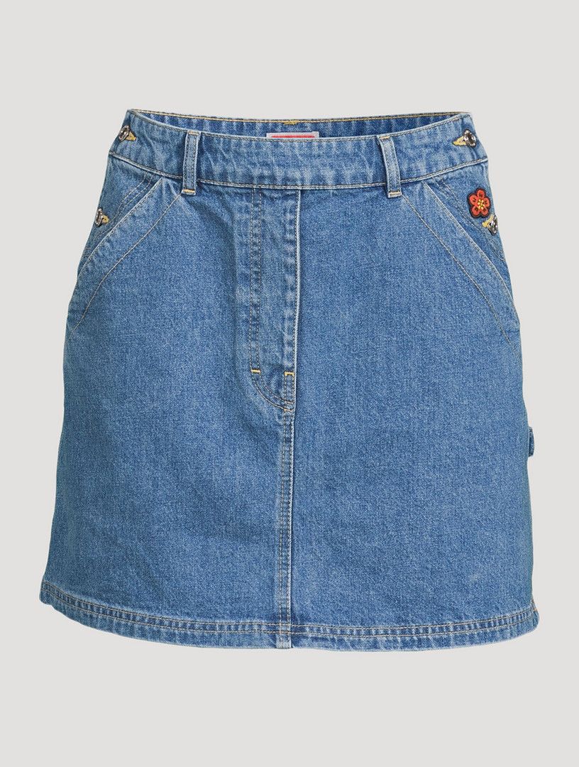 Kenzo o1y1025 Denim Mini Skirt in Blue Size 29" - 1 Thumbnail
