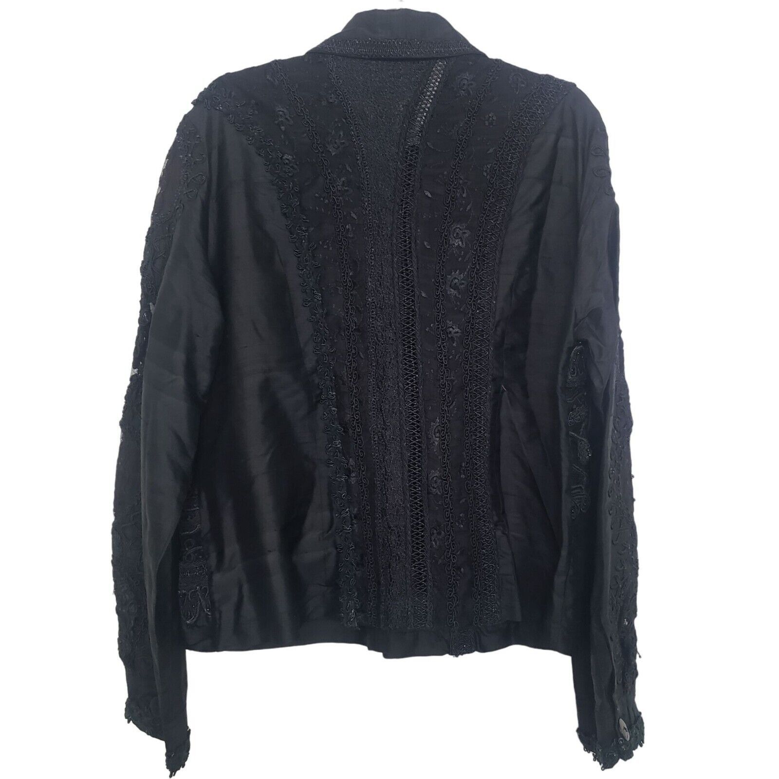Designer Sandy Starkman Jacket Womens Size Medium Black 100% Silk Size M / US 6-8 / IT 42-44 - 8 Thumbnail