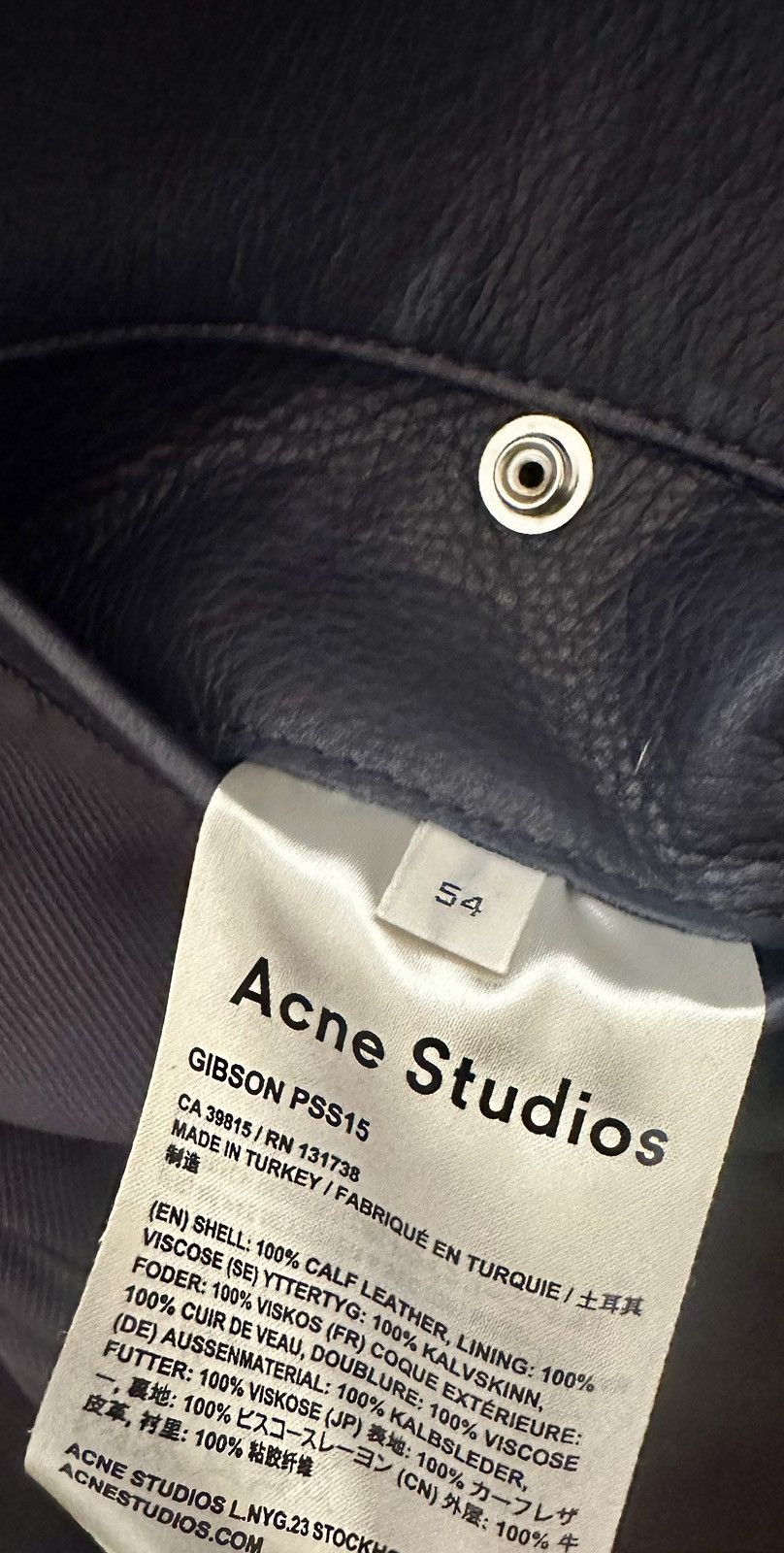 Acne Studios Navy Leather Jacket Size US XL / EU 56 / 4 - 6 Thumbnail