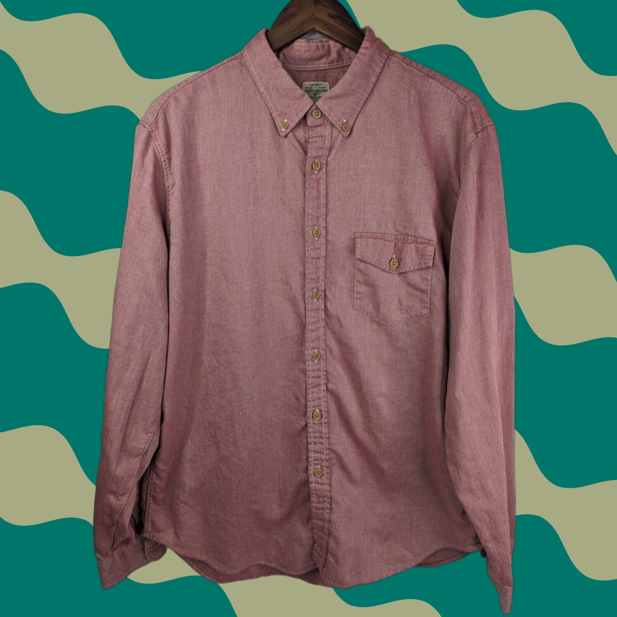 J.Crew J. Crew Shirt Mens XL Red Cotton Button-Down Long Sleeve with Chest Pocket - Work, Casual, Classic, Preppy - Regular Fit Size US XL / EU 56 / 4 - 1 Thumbnail
