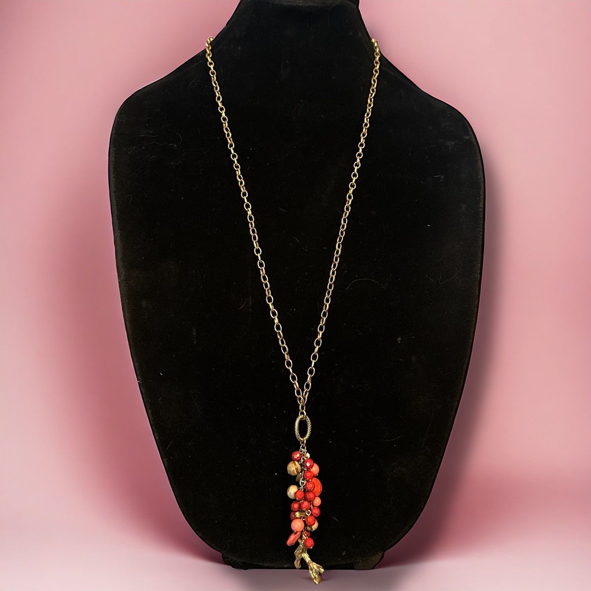 Other Gold tone coral cluster bead dangle pendant necklace Size ONE SIZE - 1 Thumbnail