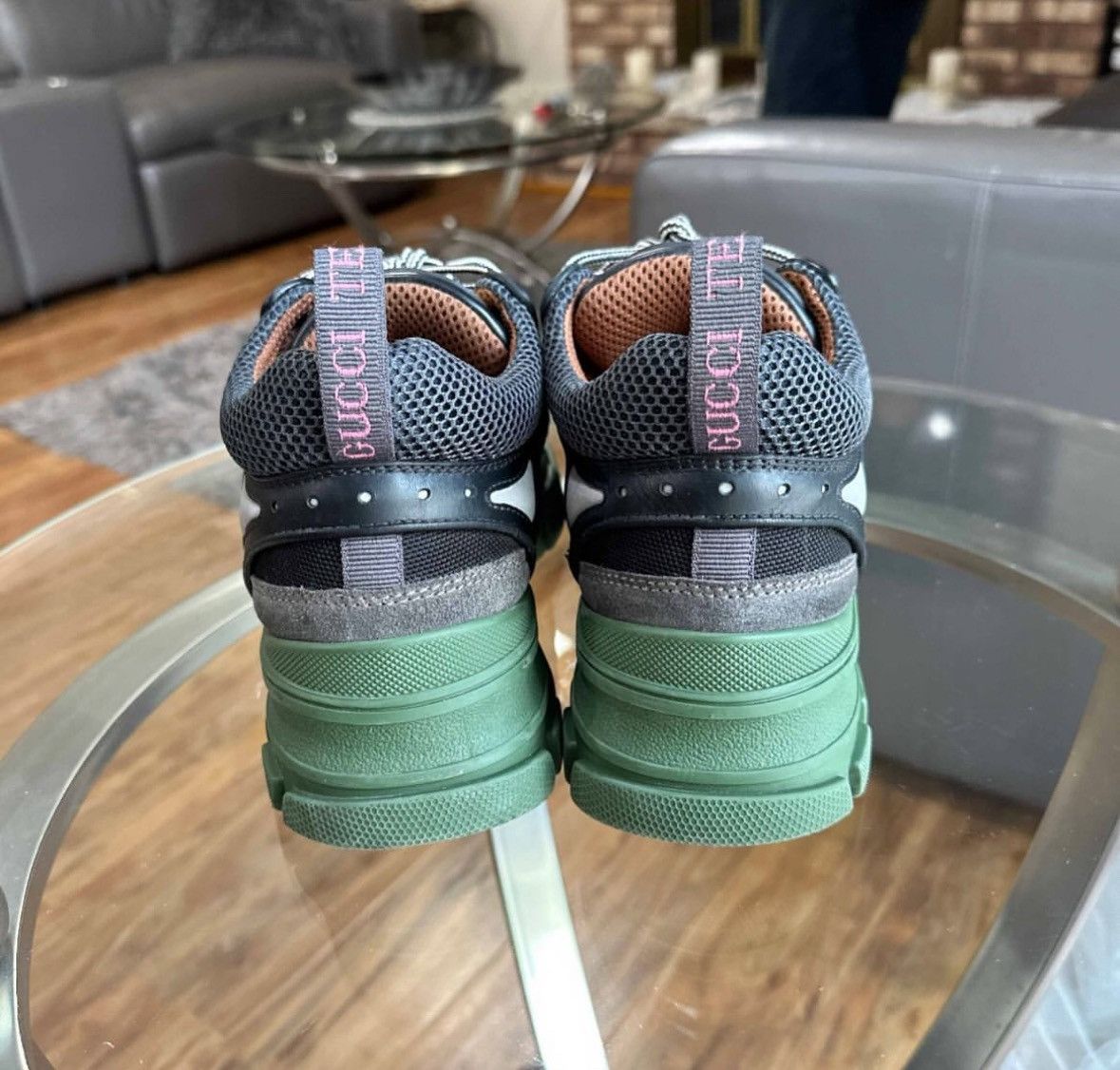 Gucci Flashtrek Low Green Black Designer Size 7.5 US Men’s