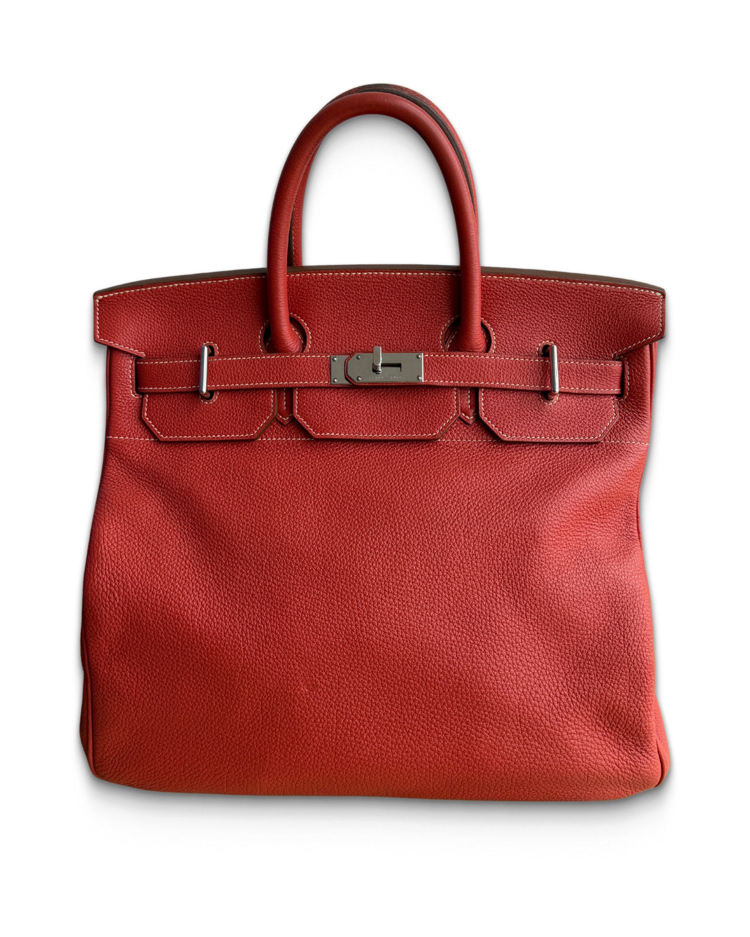 Hermes Hermès HAC 40 Rouge Vif Togo Leather Palladium Hardware Bag Size 40 - 2 Thumbnail