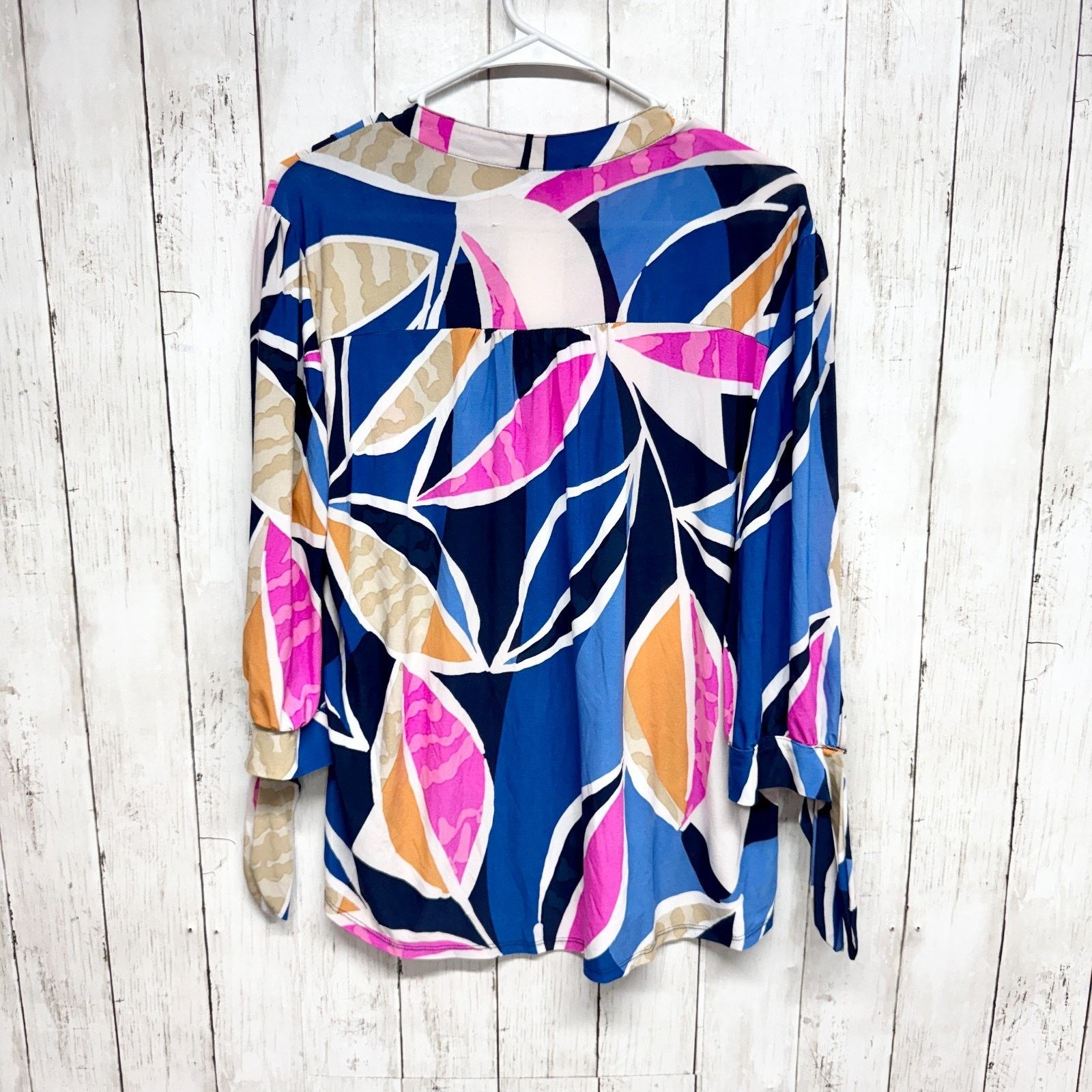 Other Cocomo Petite Shirt PXL Button V-Neck 3/4 Tie Sleeve Blouse Size XL / US 12-14 / IT 48-50 - 6 Thumbnail