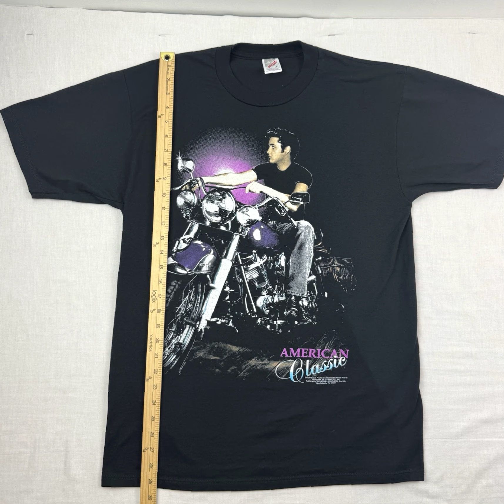 Jerzees VINTAGE Elvis Biker T Shirt Men L Black Graphic Print 90s Rock Music T-Shirt Size US L / EU 52-54 / 3 - 6 Thumbnail