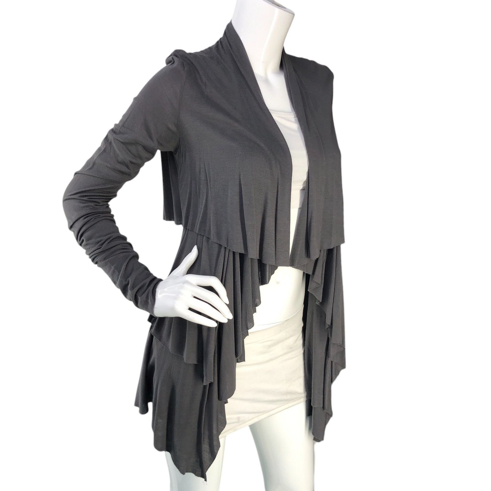 Bailey 44 Bailey 44 Size S Cardigan Open Tiered Ruffle Gray USA MADE Size S / US 4 / IT 40 - 10 Thumbnail