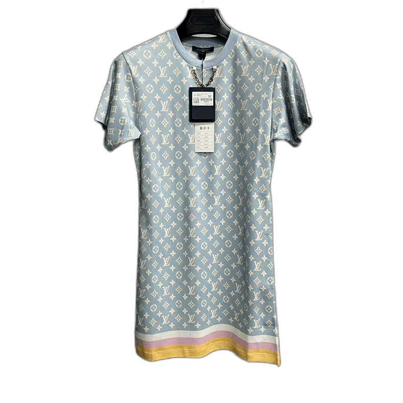 Louis Vuitton Louis Vuitton Blue Printed Short Sleeve Dres