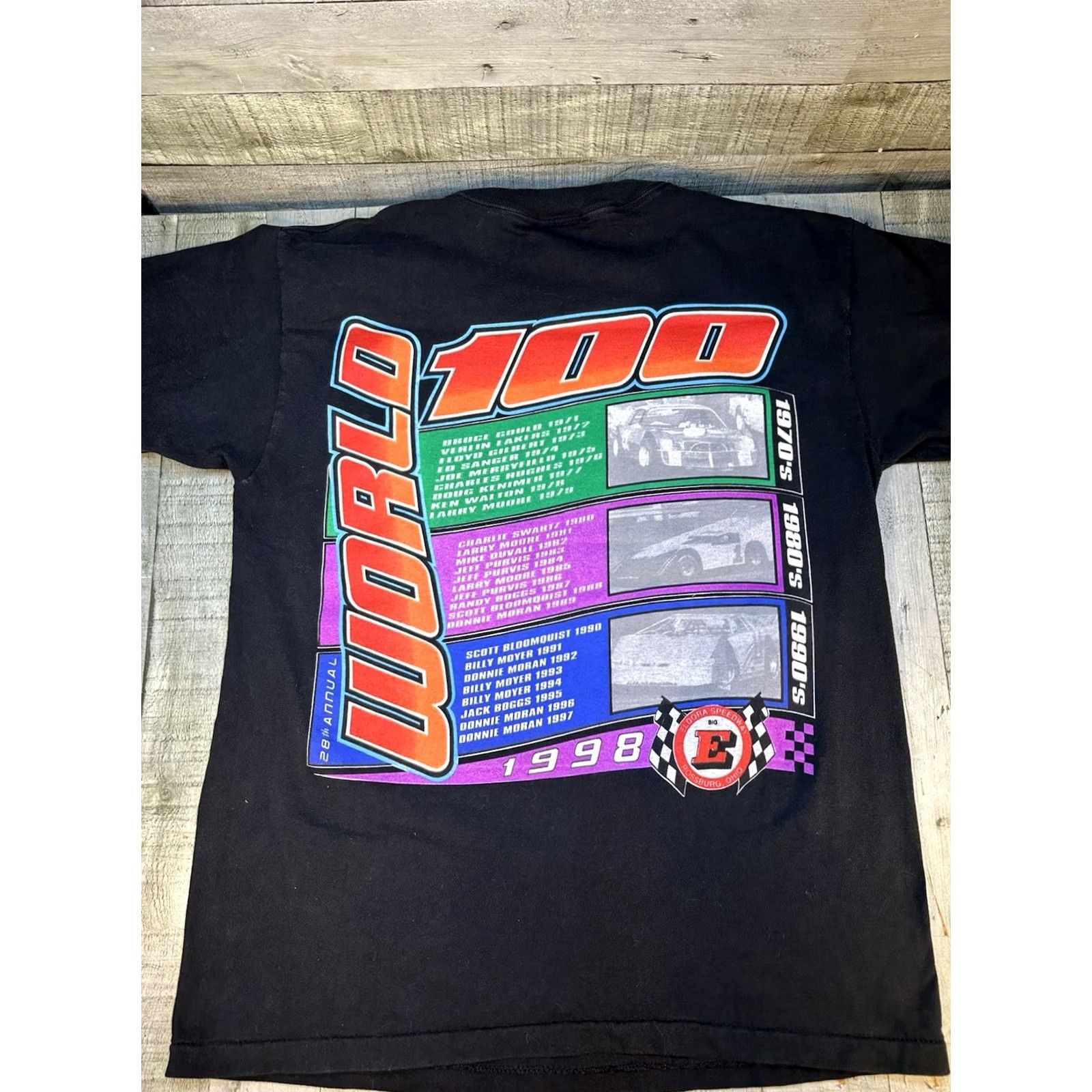 Vintage VTG 1998 World 100 Eldora Speedway Racing T-Shirt USA Dirt Track Large Mens Black Arizona Sports Shirts Size US L / EU 52-54 / 3 - 2 Thumbnail