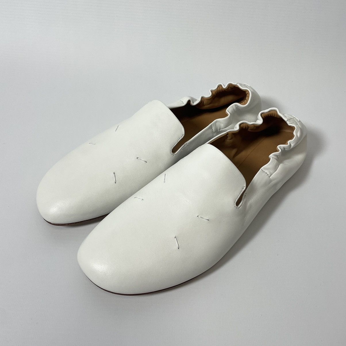 Maison Margiela S/S 21 White Leather Ballet Pump Loafers Size US 10 / IT 40 - 7 Thumbnail
