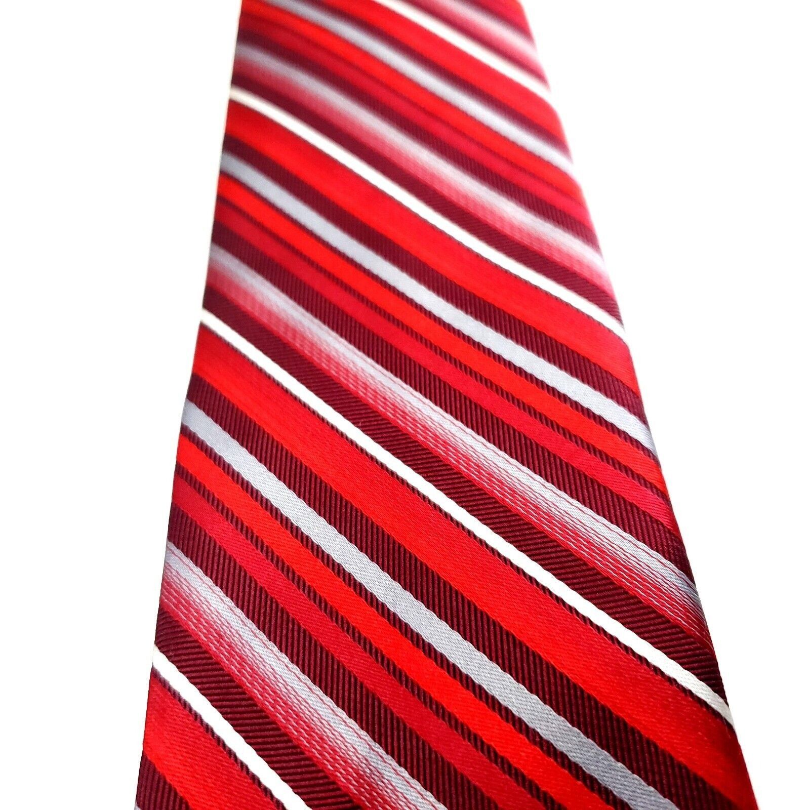 Van Heusen Van Heusen Red Polyester Tie Woven Skinny Striped Size ONE SIZE - 2 Thumbnail