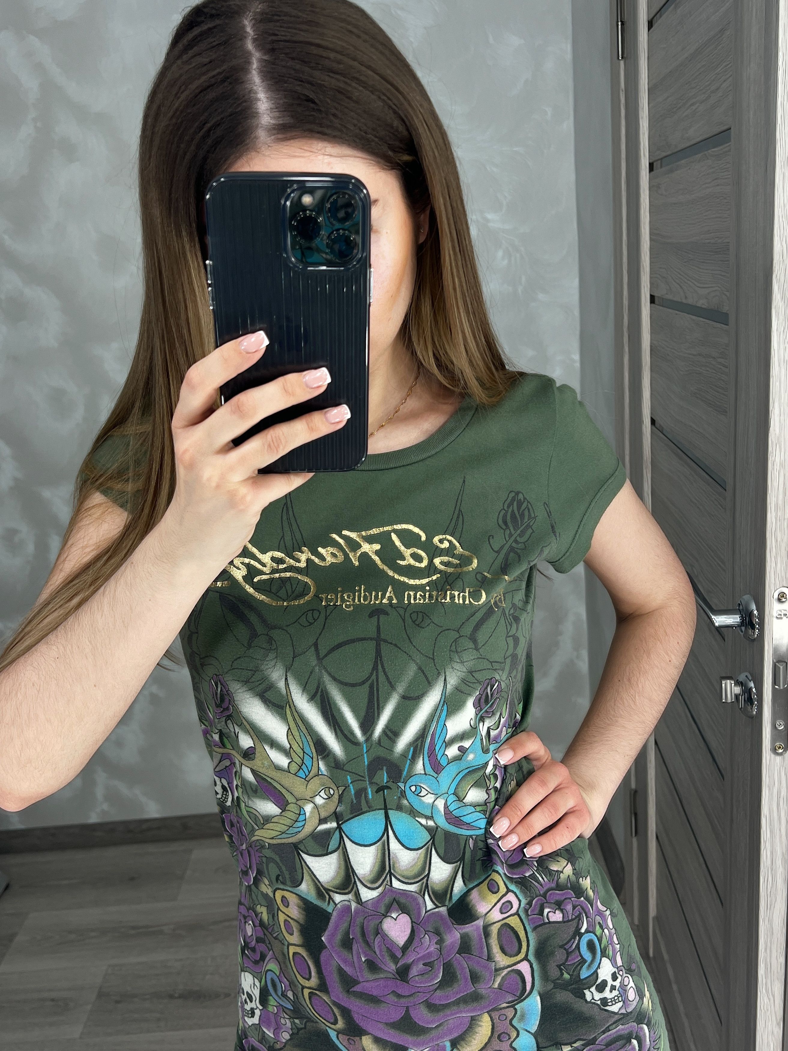Christian Audigier × Ed Hardy Ed Hardy Mini Dress Tunica Love and Roses Skull & Bird Size S / US 4 / IT 40 - 3 Thumbnail