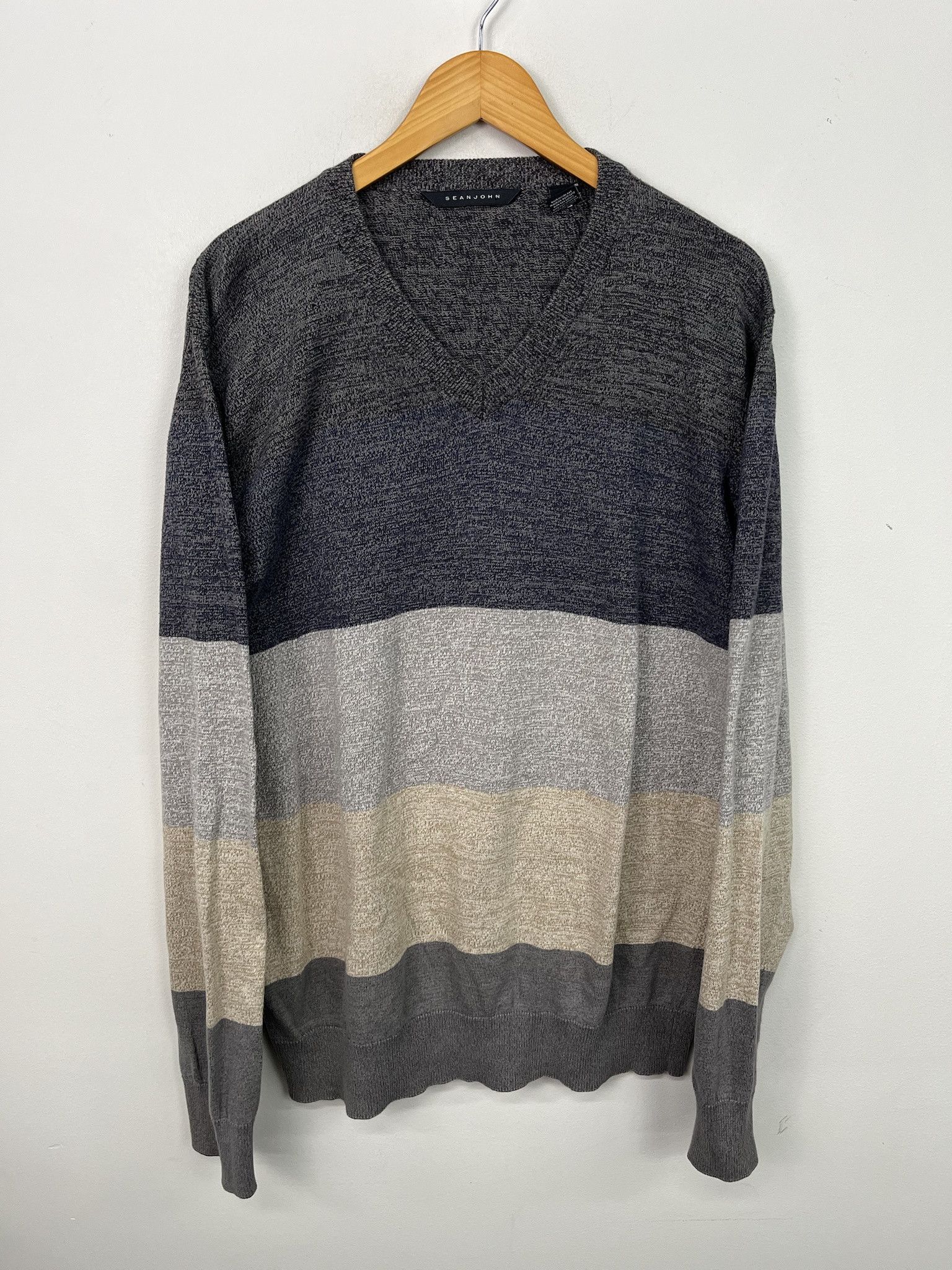 Tommy Hilfiger Vintage 90s Sean John Striped Knit Sweater Size XXL Size US XXL / EU 58 / 5 - 1 Thumbnail