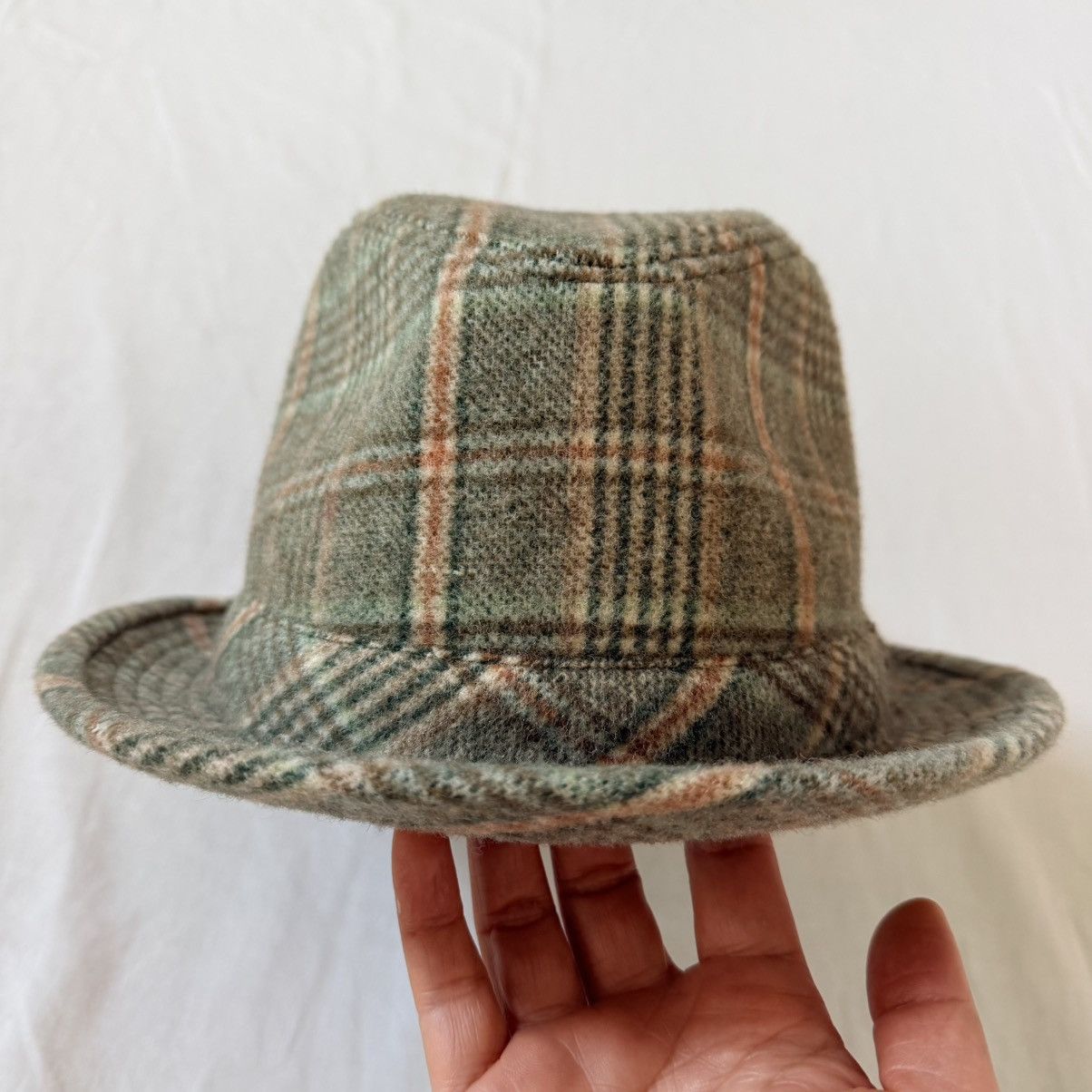 Other Vintage Style Wool Plaid Hat Green Tan Check Brim Cap S/M Size ONE SIZE - 3 Thumbnail