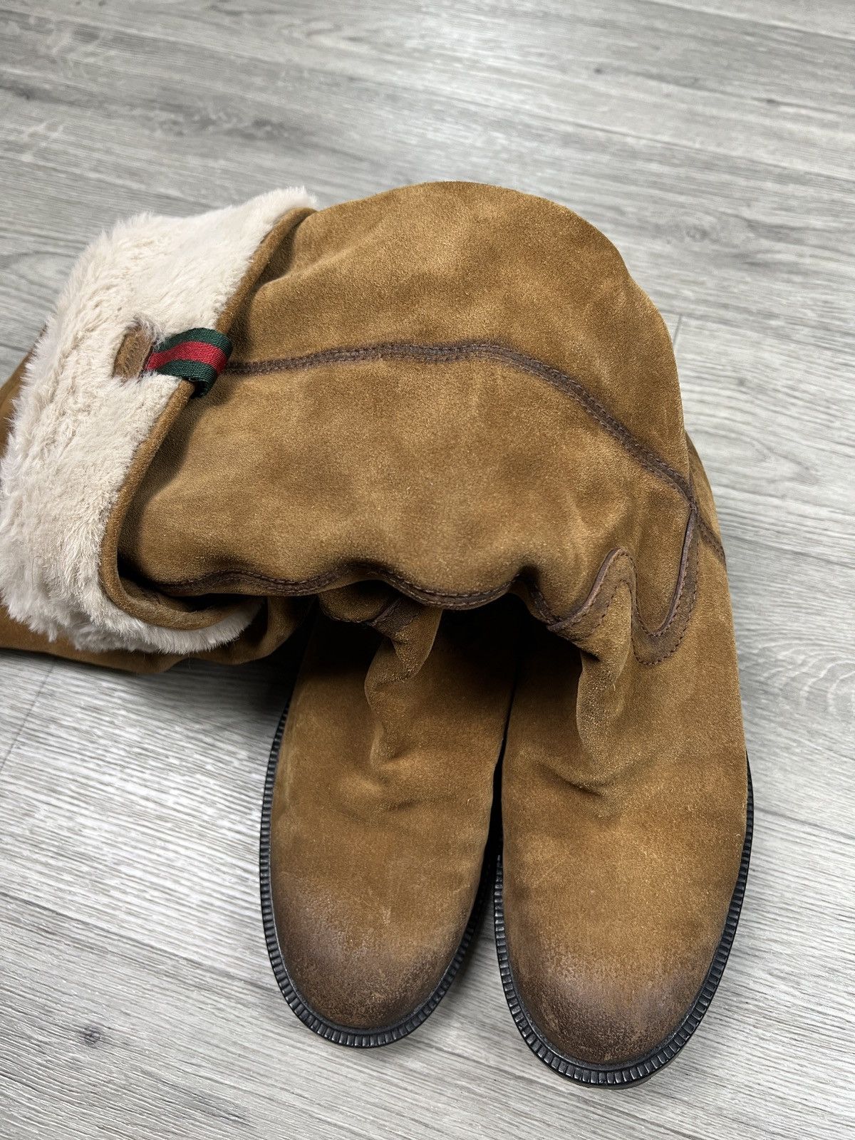 Gucci Gucci Saint Moritz Women Brown Suede Fur Lined Boot Size US 7.5 / IT 37.5 - 15 Thumbnail