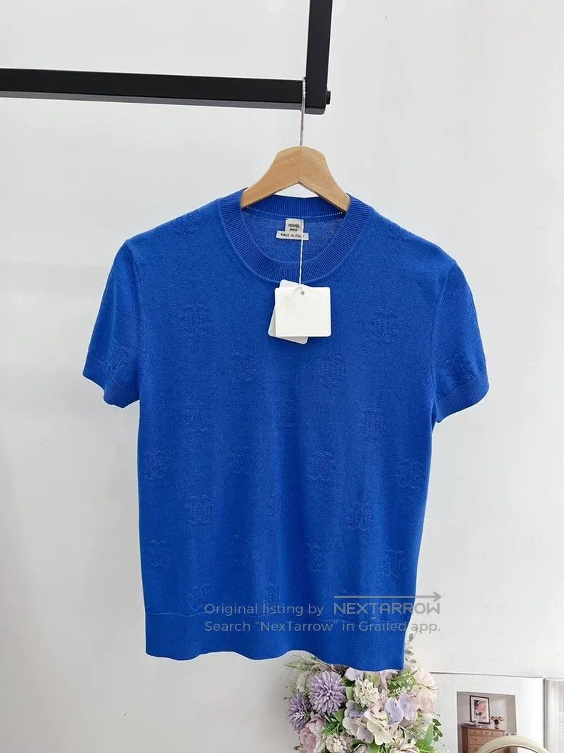Hermes Hermes Blue Knit Short Sleeve Size XS / US 0-2 / IT 36-38 - 1 Thumbnail