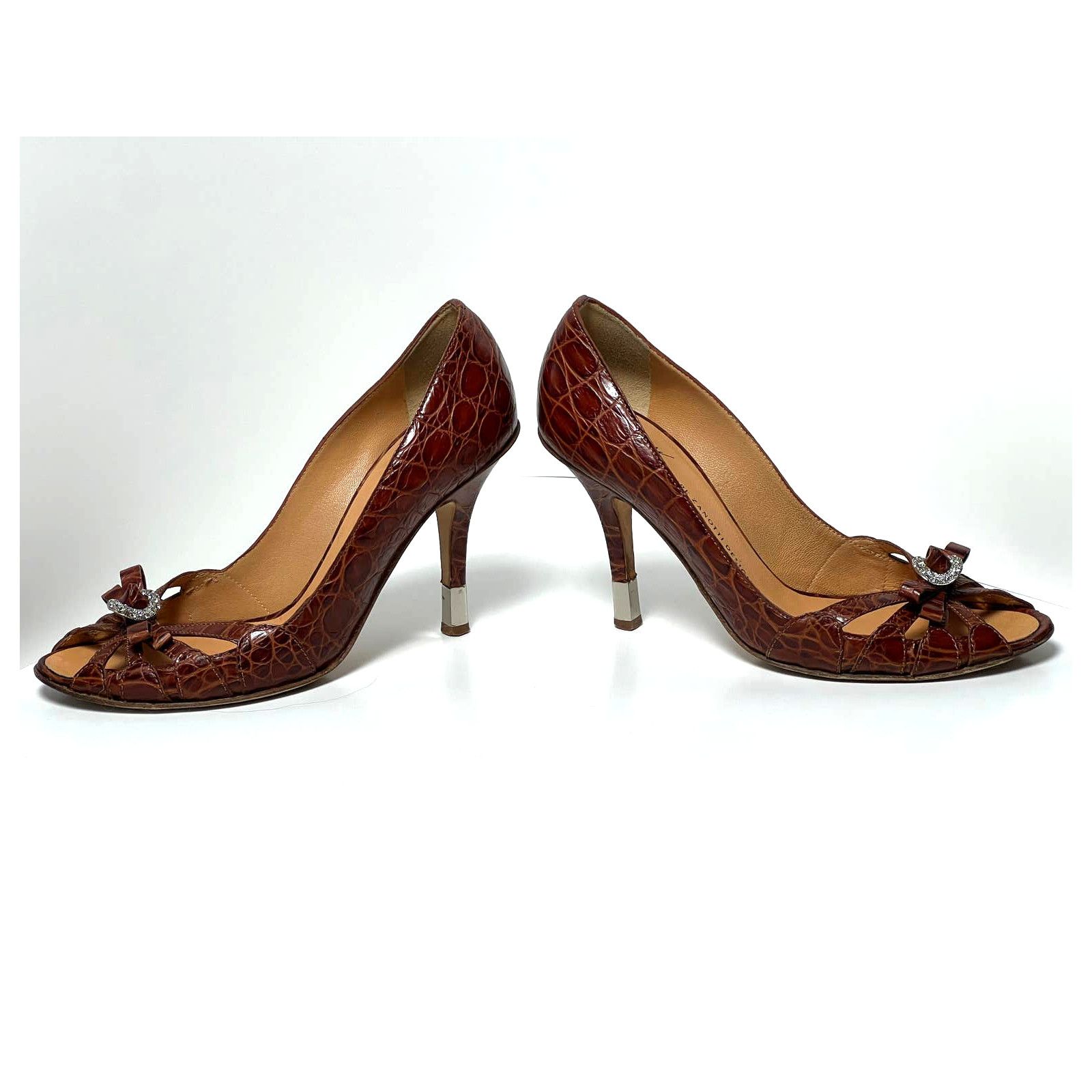 Giuseppe Zanotti Giuseppe Zanotti Brown Alligator Crystal Pump Heels Shoes 35 Size US 5 / IT 35 - 8 Thumbnail