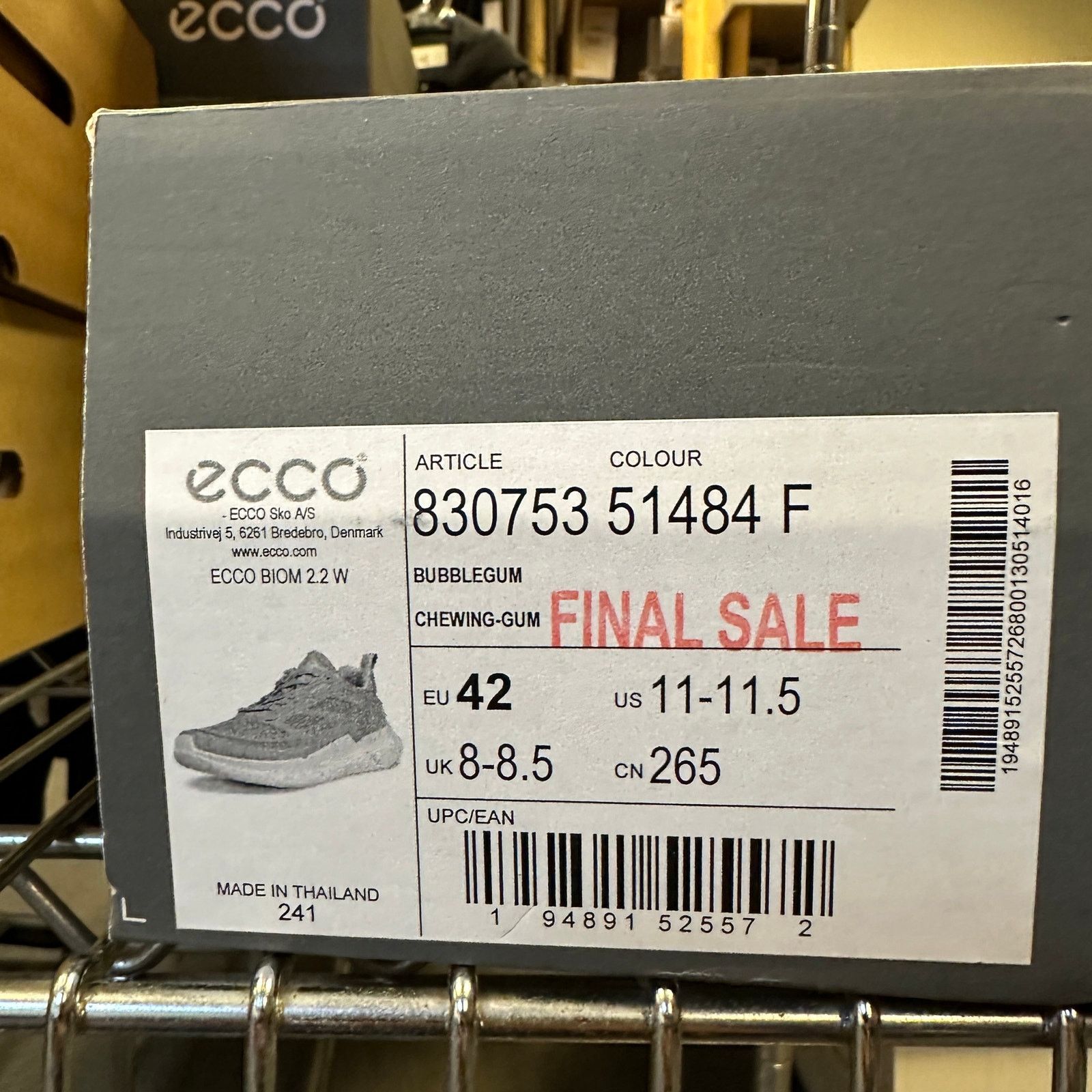 Ecco ECCO WOMEN'S 42 BIOM 2.2 TEXTILE CROSS TRAINER BUBBLEGUM NIB Size US 11.5 / IT 41.5 - 6 Thumbnail