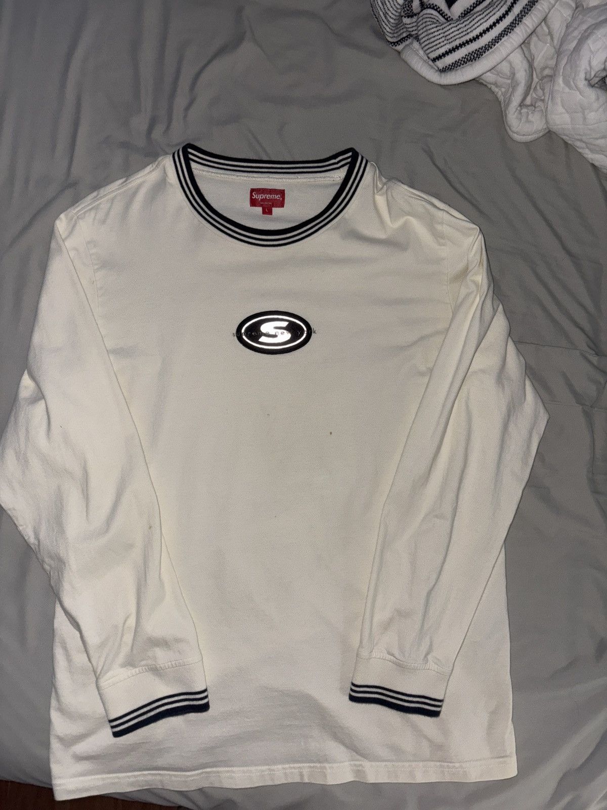 Supreme Supreme Striped Rib Logo L/S (FW18) Size US L / EU 52-54 / 3 - 1 Thumbnail
