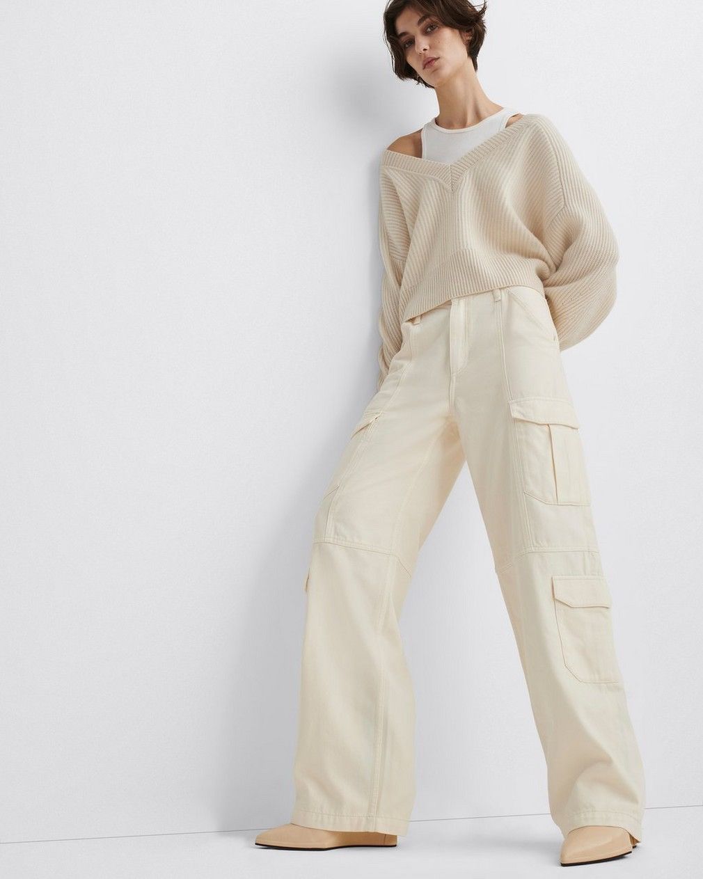 Rag & Bone Rag & Bone Cailyn Straight-Leg Cargo Jeans in Ecru Size 24" / US 00 / IT 34 - 3 Thumbnail