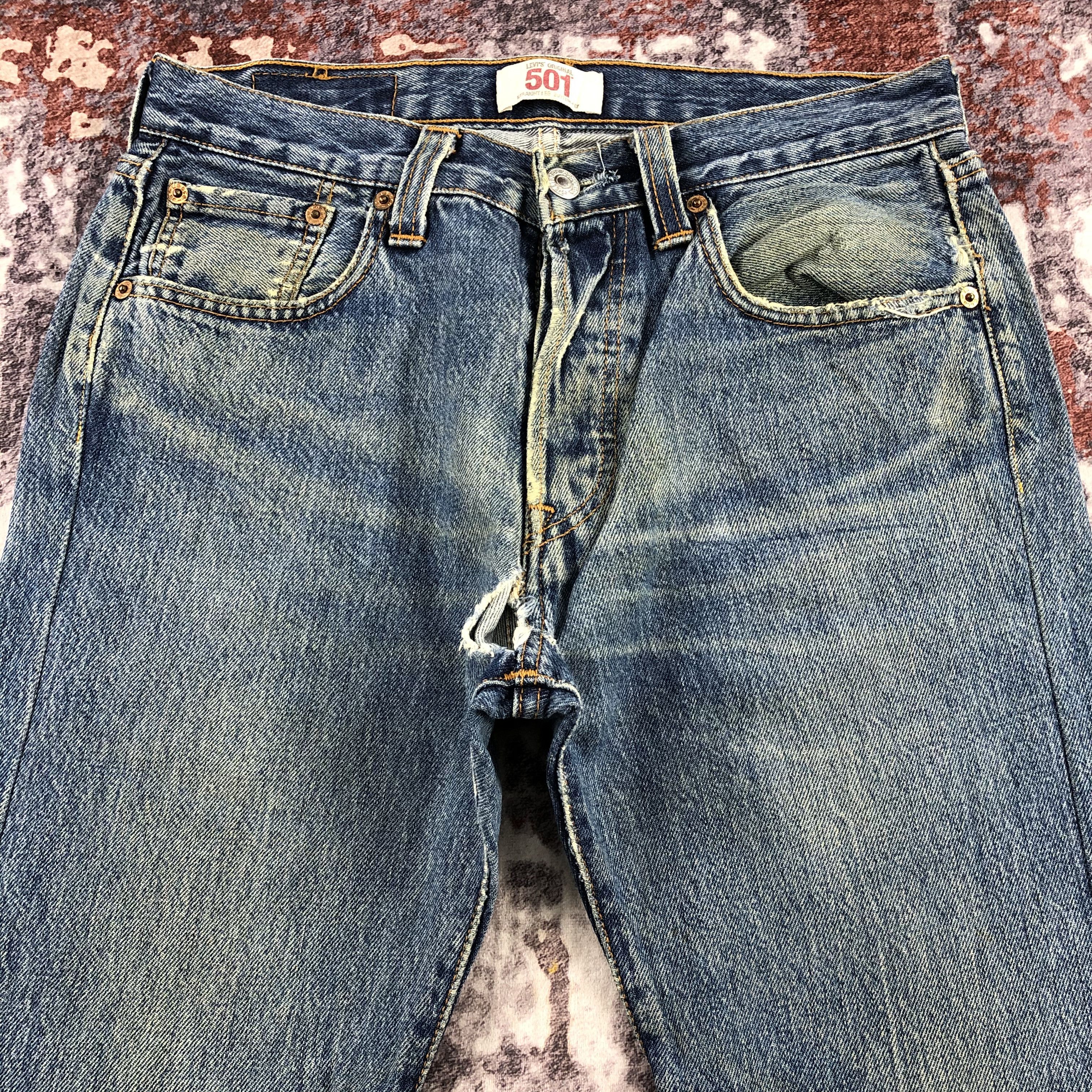Levi's Vintage Blue Wash Levis 501 Jeans-JM2364 Size US 30 / EU 46 - 3 Thumbnail