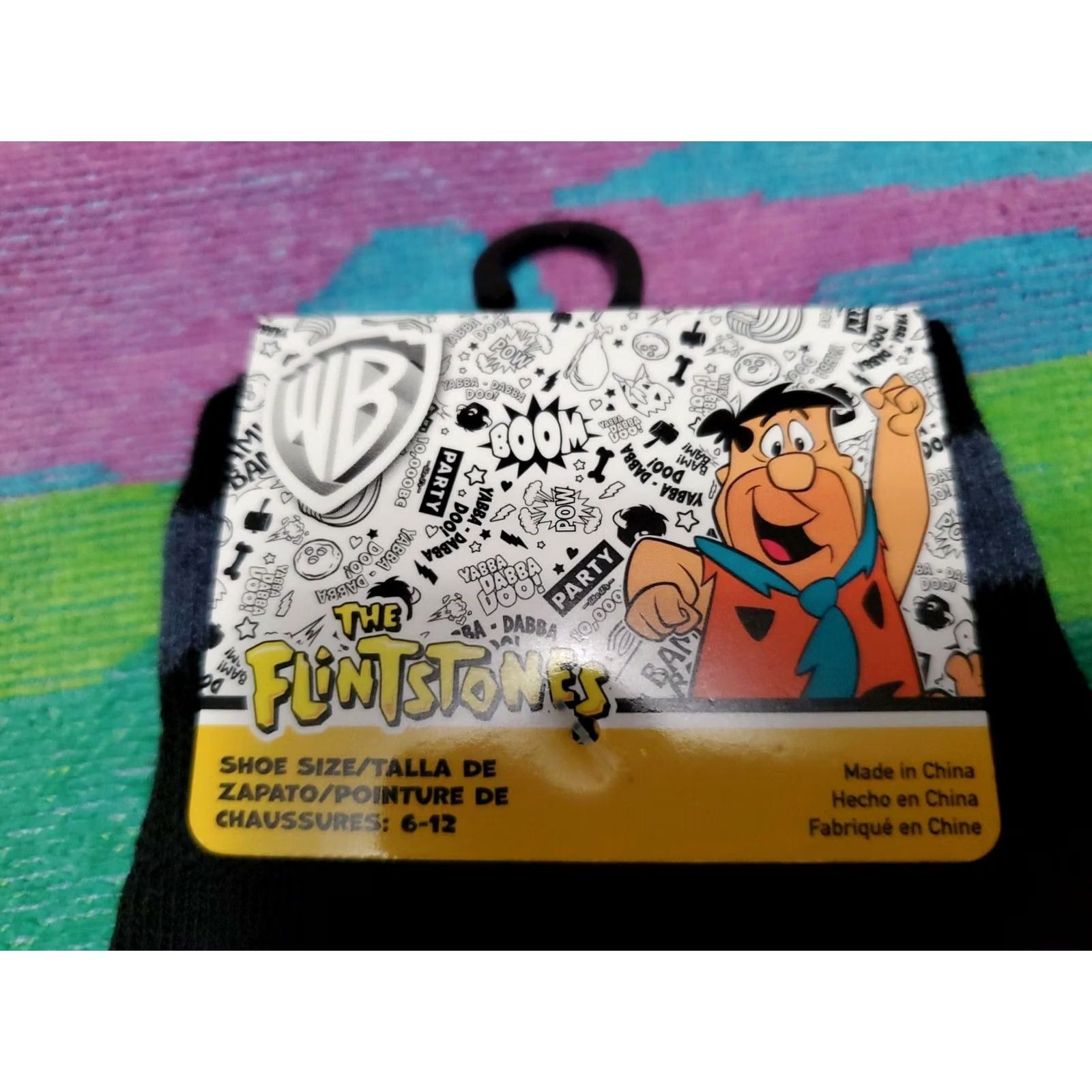 FRED The Flintstones Crew Socks The Flintstones Unisex Adults 6-12 Multicolor Polyester Spandex Crew Socks Mens Womens Size ONE SIZE - 4 Thumbnail