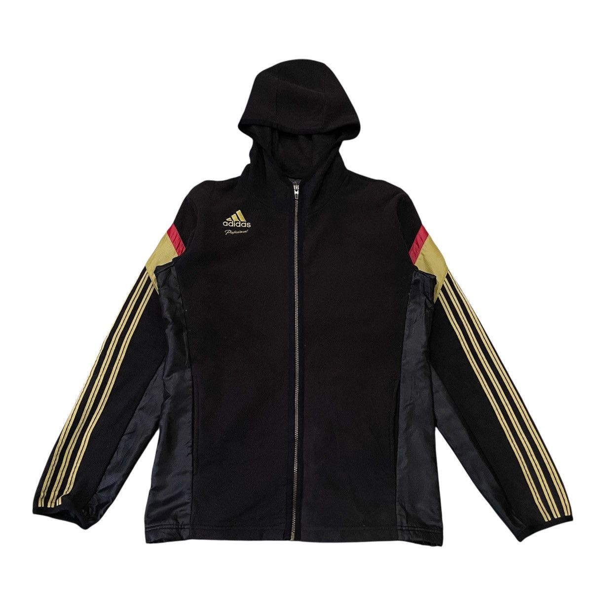 Adidas Vintage Adidas Professional Fleece Hoodie Jacket Black&Gold Size US L / EU 52-54 / 3 - 1 Thumbnail