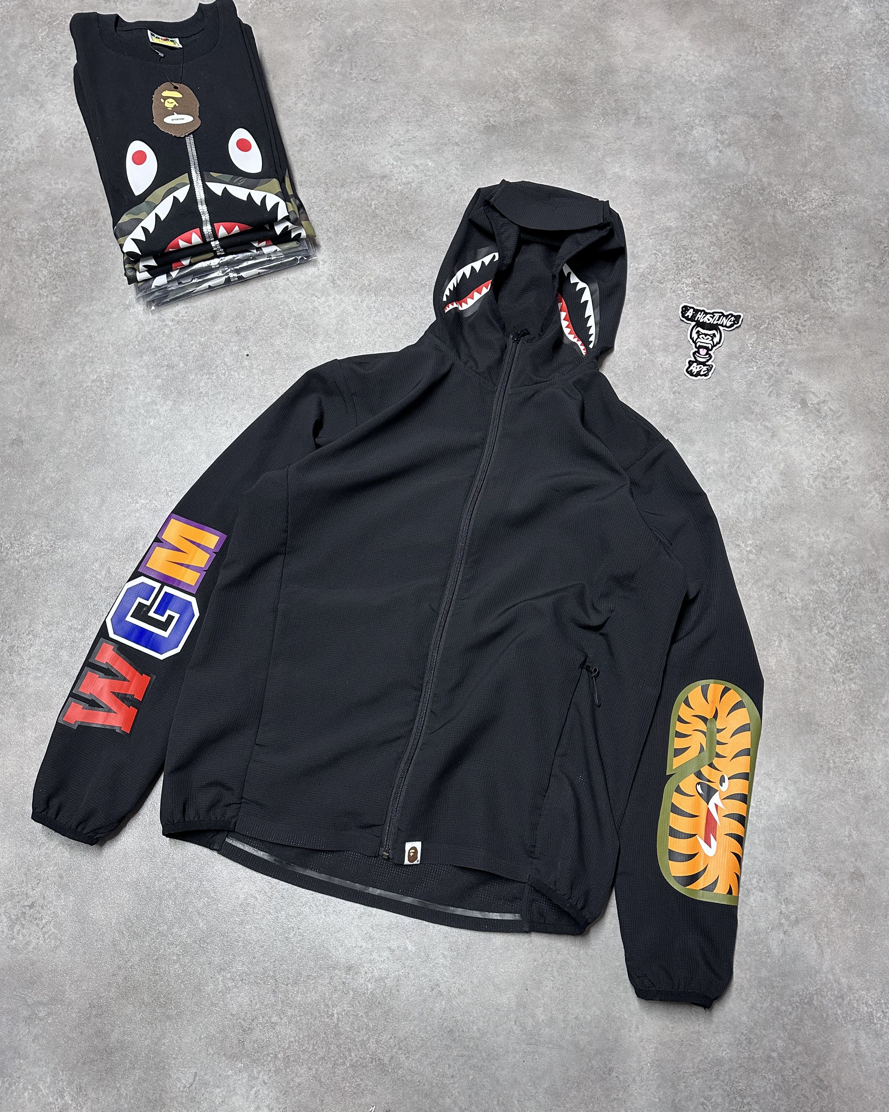 image of A Bathing Ape Bape Shark Windrunner Jacket Coat Hoodie in Black, Men's (Size Medium)