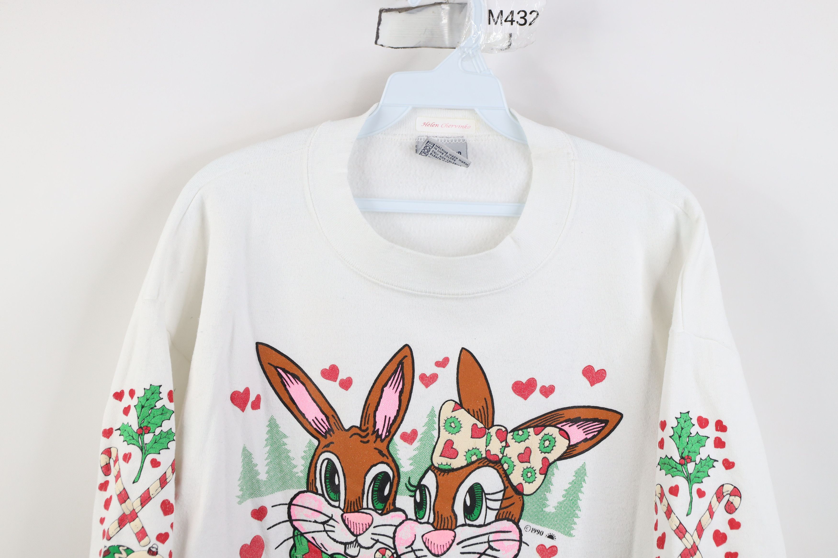 Vintage Vintage 90s Streetwear Christmas Snow Bunny Heart Sweatshirt Size L / US 10 / IT 46 - 2 Thumbnail