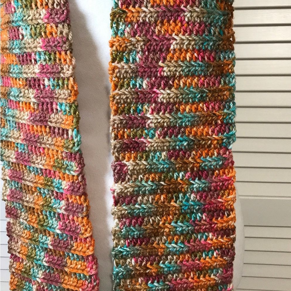 Handmade NWT Handmade Crocheted Multicolor Beanie & Scarf 60” Size ONE SIZE - 4 Thumbnail