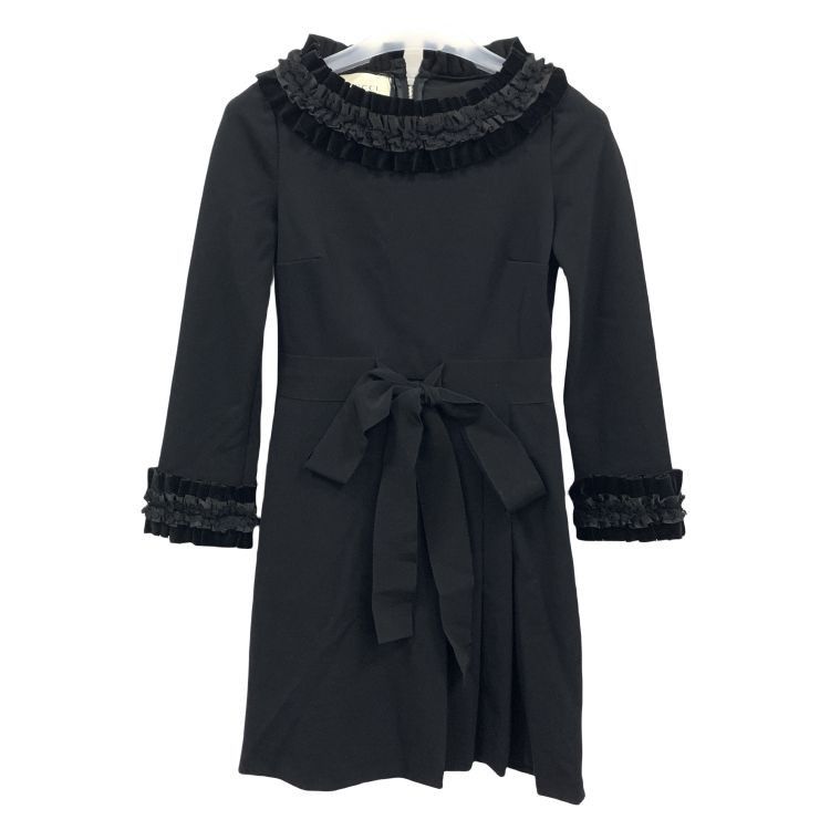 Gucci Gucci Velvet Ruffle Mini Dress Size S Size S / US 4 / IT 40 - 1 Thumbnail