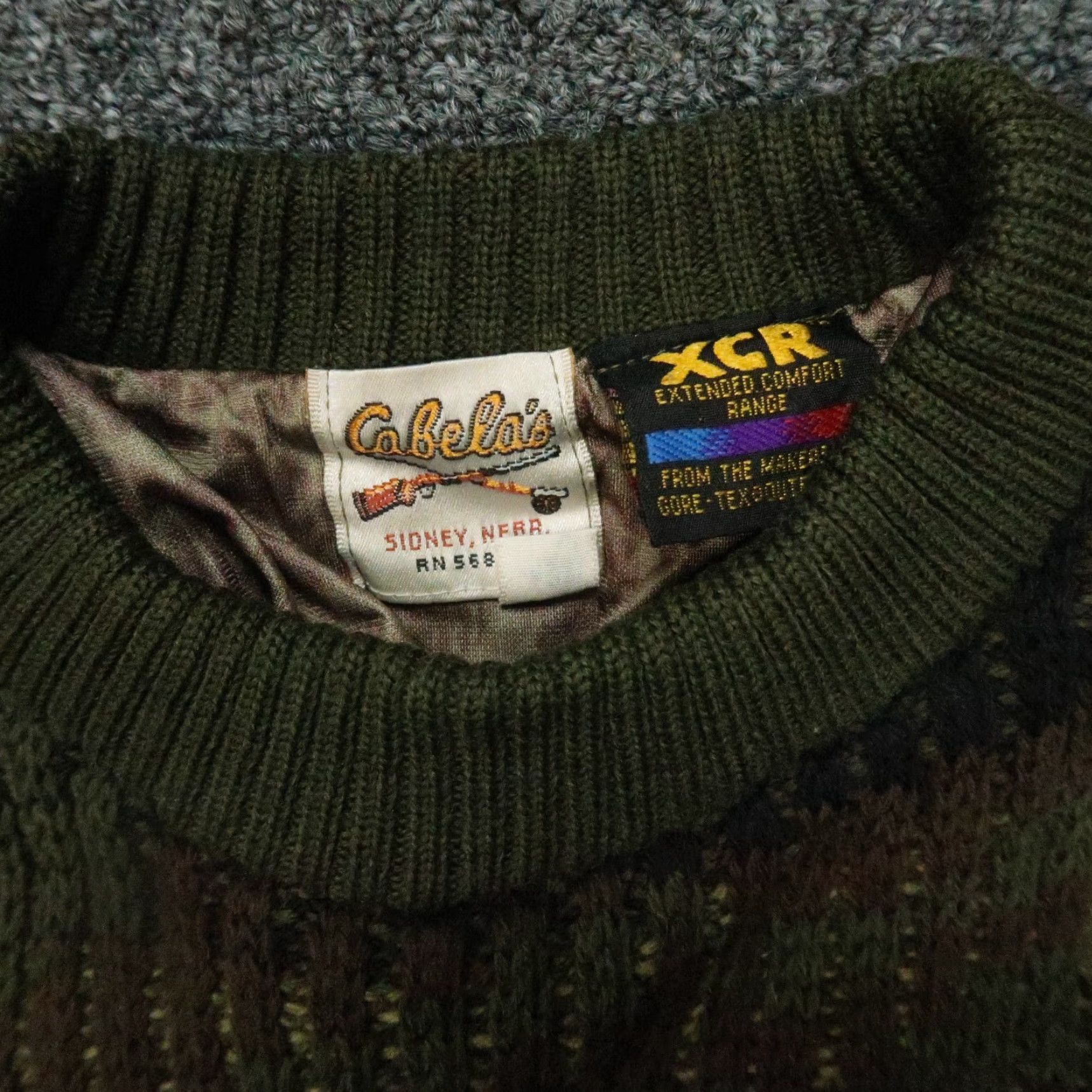 Vintage VINTAGE Cabela's Sweater Mens XS Green Wool Lined Windstopper XCR Windshear Camouflage Pullover Knit Long Sleeve Regular Sweatshirt Mens Size US XS / EU 42 / 0 - 3 Thumbnail