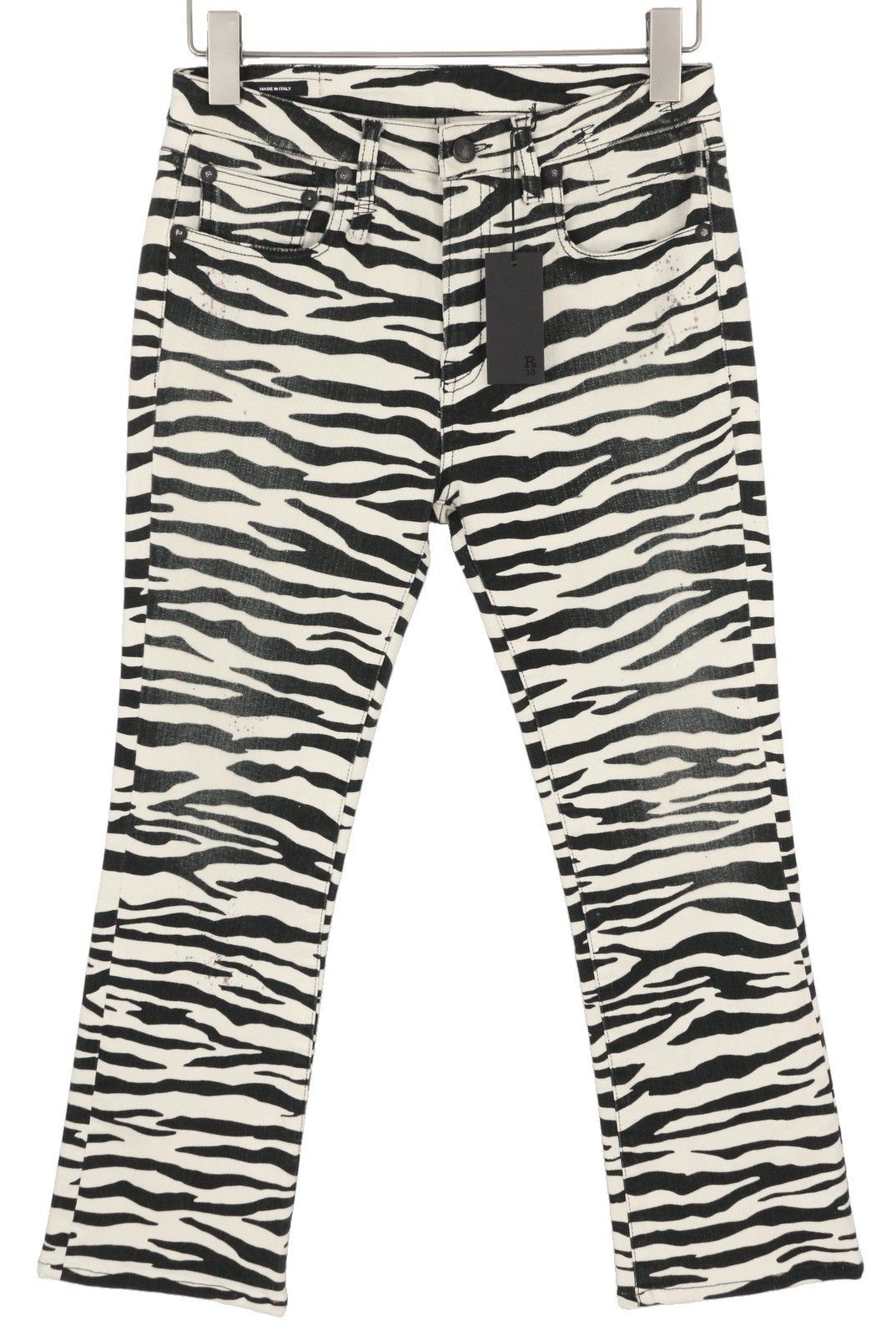 R13 KICK FIT 27 Zebra Print Ankle Cropped Flared Jeans 85835 Size 27" / US 4 / IT 40 - 3 Thumbnail