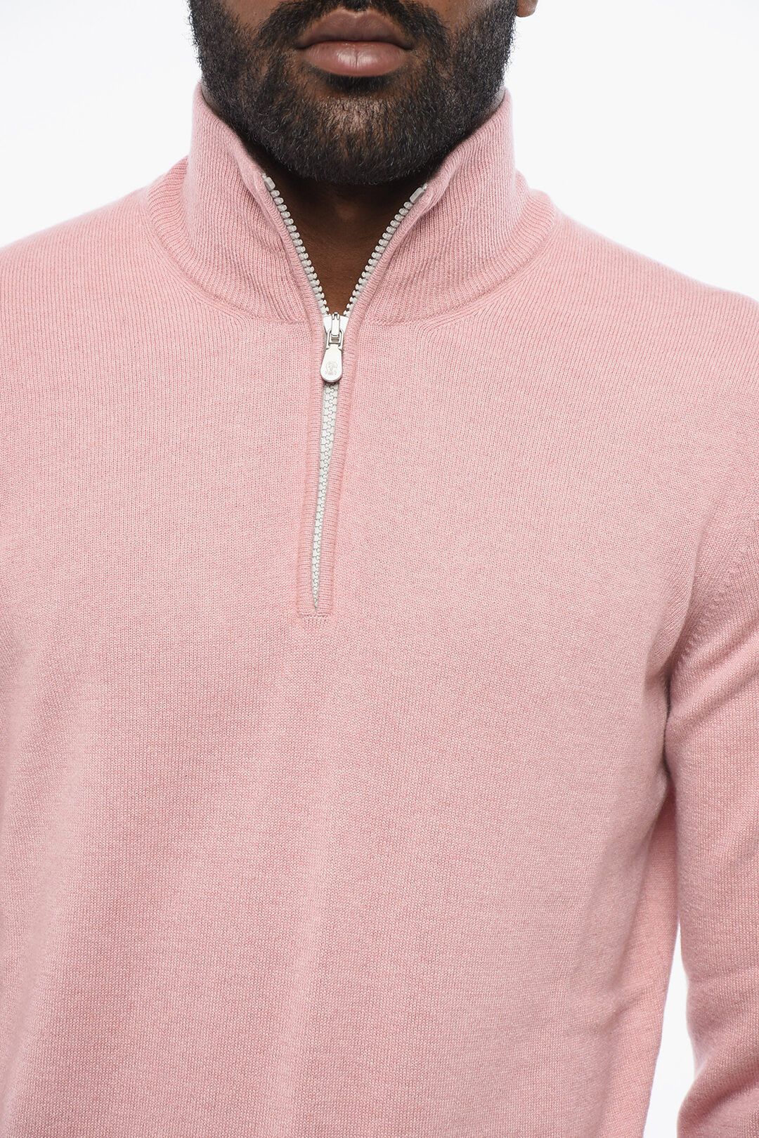 Brunello Cucinelli og1mm0725 Pure Cashmere Mockneck Sweater in Pink Size US S / EU 44-46 / 1 - 3 Thumbnail