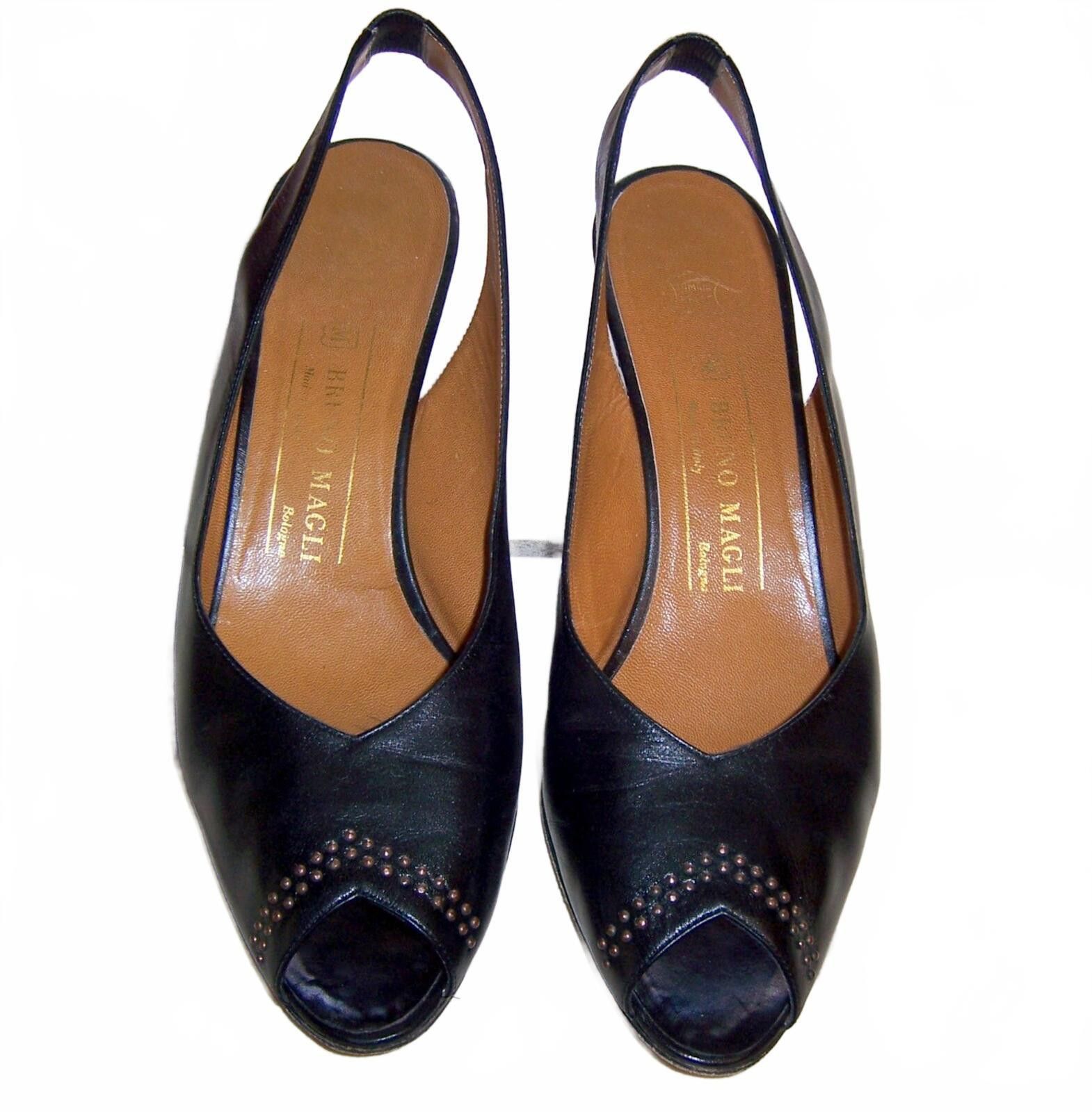 Bruno Magli Vintage Bruno Magli Black Slingback Studded Heels - 6AA Size US 6 / IT 36 - 2 Thumbnail