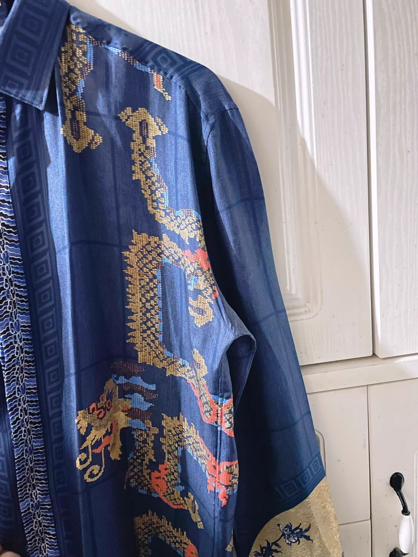 Versace Versace Runway Dragon & Crane Silk LS Shirt Size US M / EU 48-50 / 2 - 4 Thumbnail