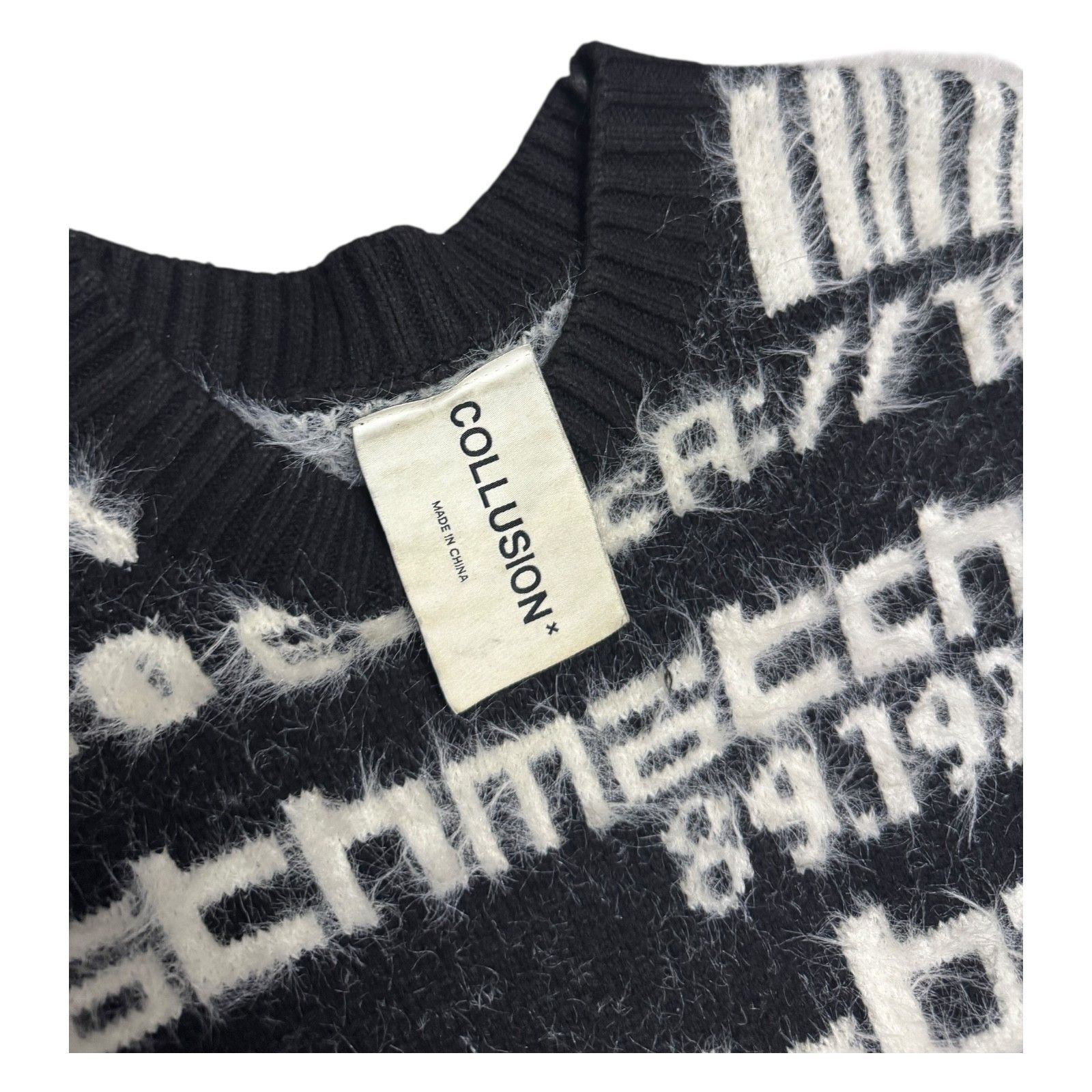 Other COLLUSION Faux Mohair Black Streetwear Boxy Sweater Medium Size US M / EU 48-50 / 2 - 3 Thumbnail