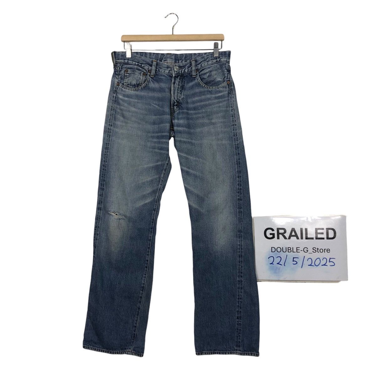 Japanese Brand Denim & Dungaree Distressed Straight Fit Sanforized Denim Size 32" / US 10 / IT 46 - 1 Thumbnail