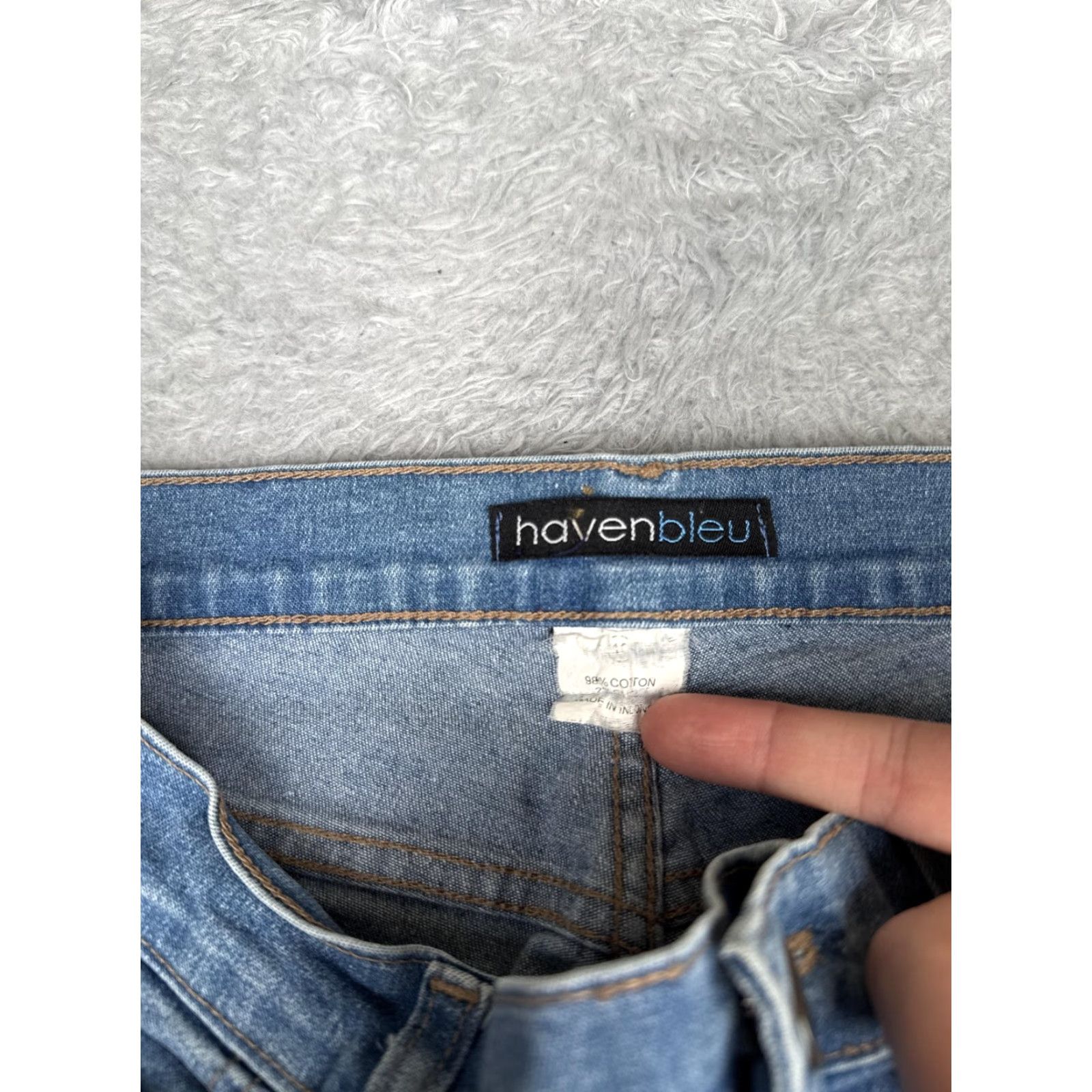 Vintage Havenbleu Jeans Womens 10 Straight Mid Rise Blue Floral Beaded Embroidered Sequin 5-Pocket Denim Cotton Blend 30x26 Size 32" / US 10 / IT 46 - 7 Thumbnail