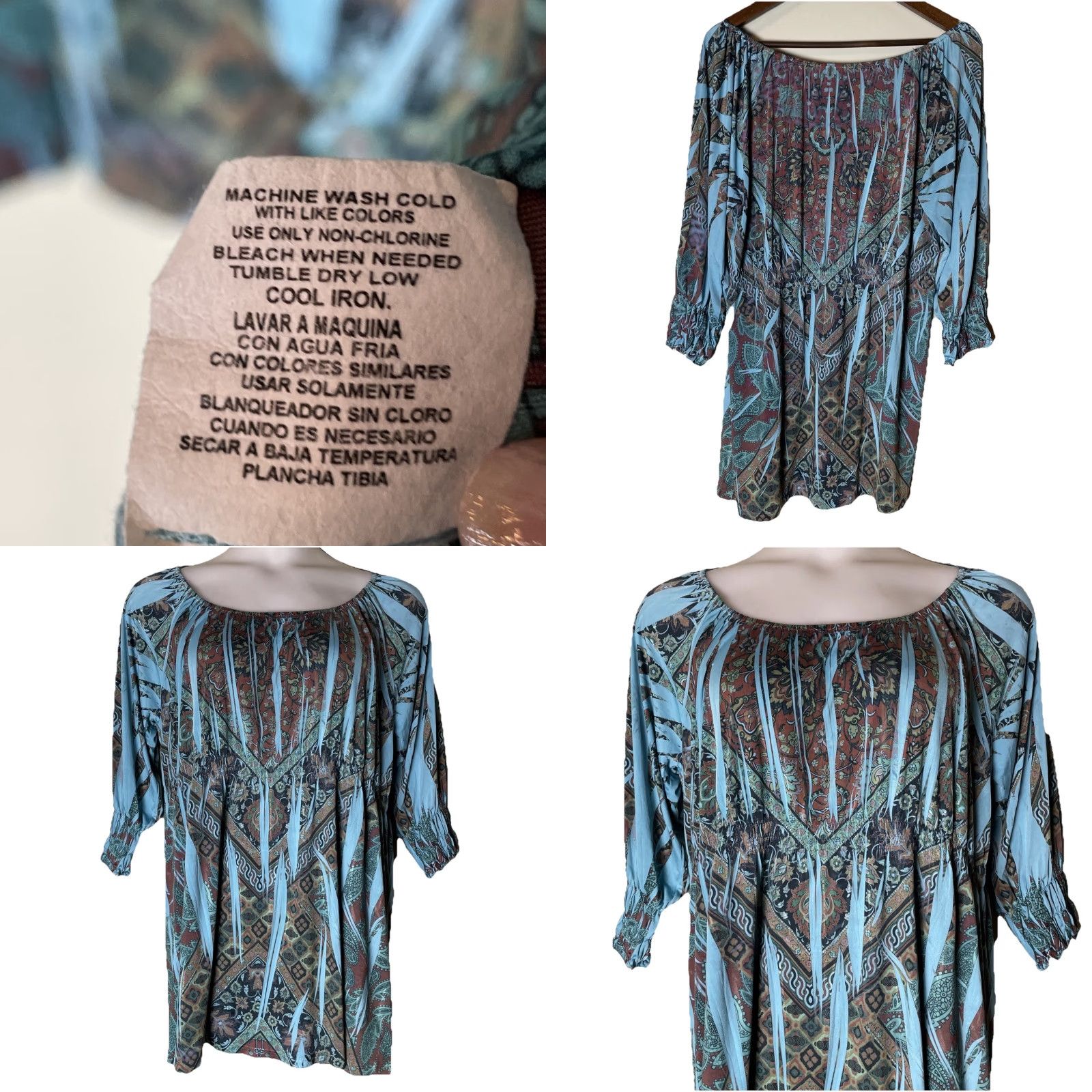 Vintage VINTAGE Unity World Wear Maternity Top Blouse 3/4 Sleeve Turquoise Fairy Boho Grunge Dark Forest Floral XL Womens Size XL / US 12-14 / IT 48-50 - 8 Thumbnail