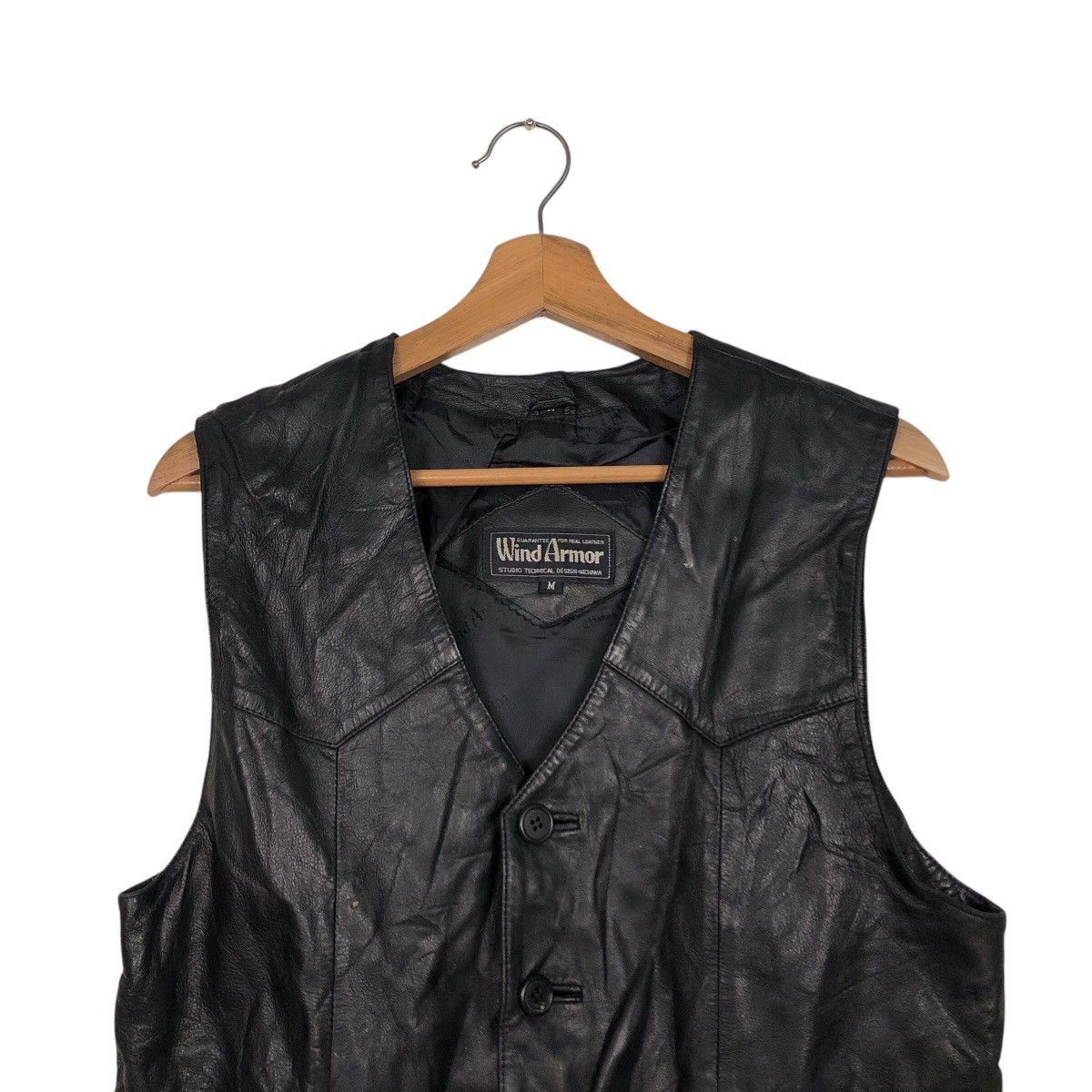 Japanese Brand 📌Rich Black Vintage Vest Leather Wind Armour Issey Miyake Size US M / EU 48-50 / 2 - 4 Thumbnail