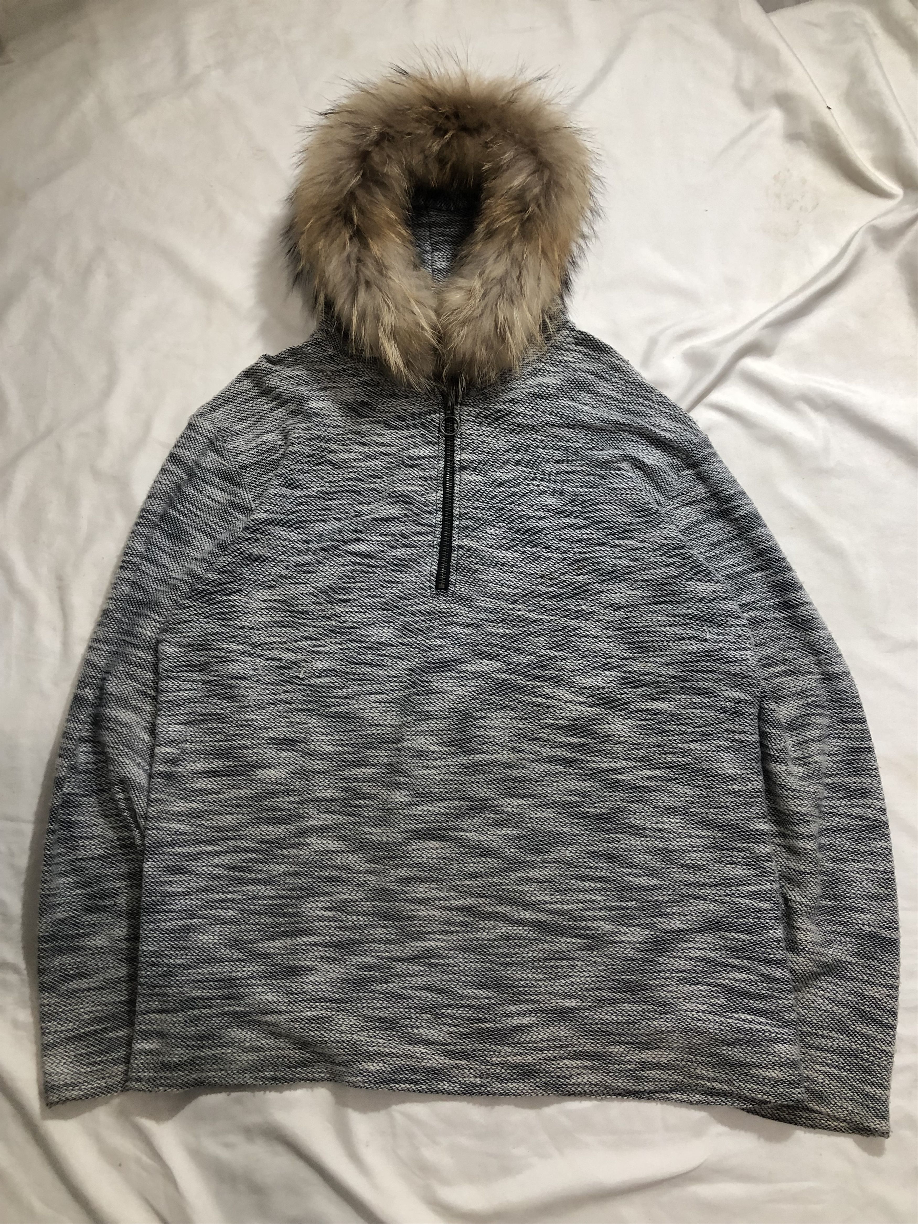 Vintage Distressed Style Faux Fur Hoodie Halfzip Japan Punk Style Size US L / EU 52-54 / 3 - 1 Thumbnail