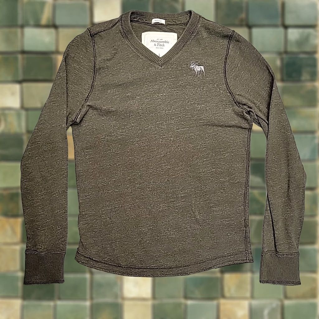 Abercrombie & Fitch VINTAGE Abercrombie & Fitch Sweater Mens L Green Long Sleeve Moose Muscle 90s Y2K Shirt Mens Size L / US 10 / IT 46 - 1 Thumbnail