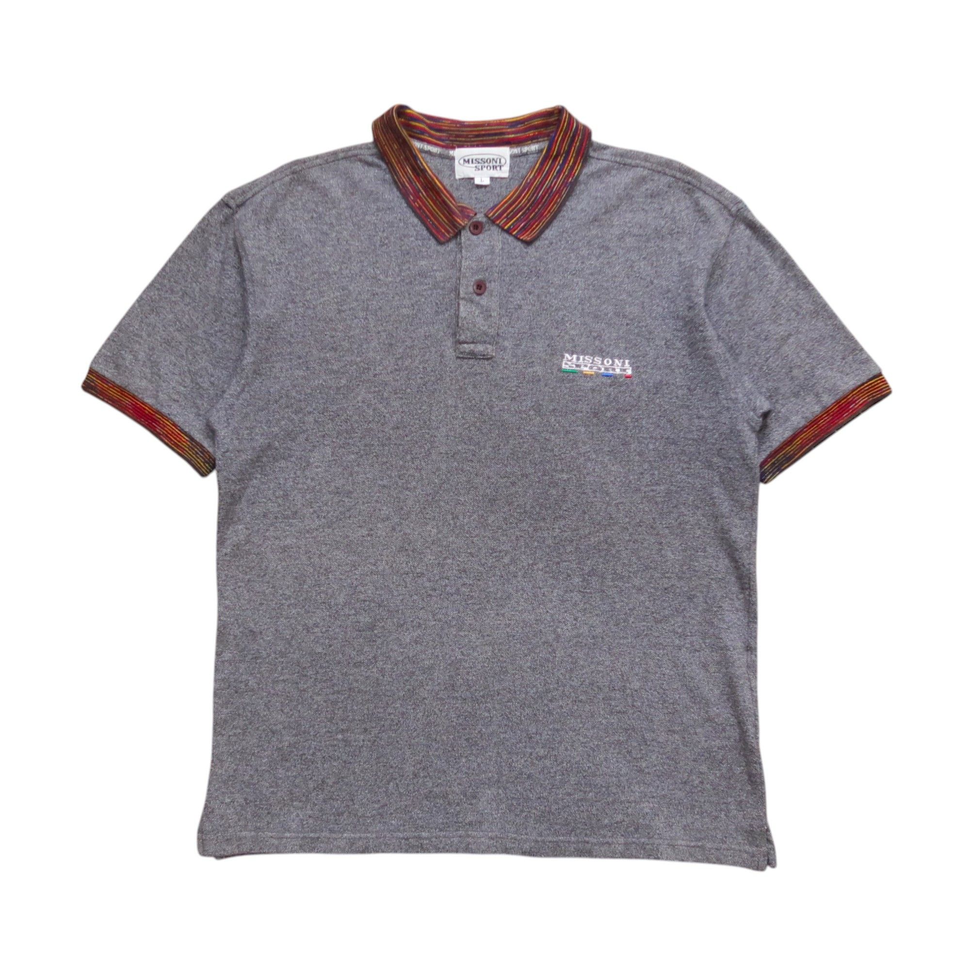 Missoni Vintage 90s Missoni Sport Psychedelic Collar Polo Shirt Size US L / EU 52-54 / 3 - 1 Thumbnail