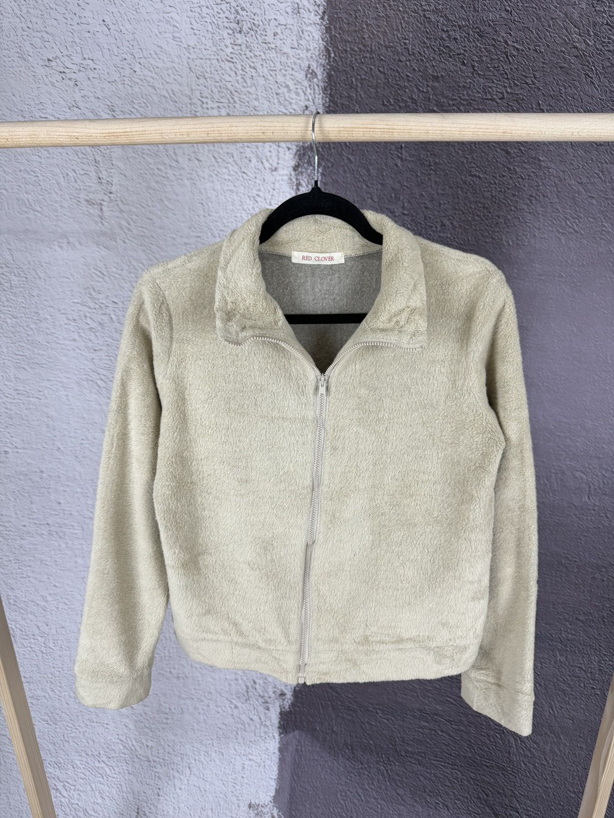Designer × Japanese Brand × Vintage Red Clover Japan 🇯🇵 vintage beige full zip fleece pullover Size S / US 4 / IT 40 - 2 Thumbnail