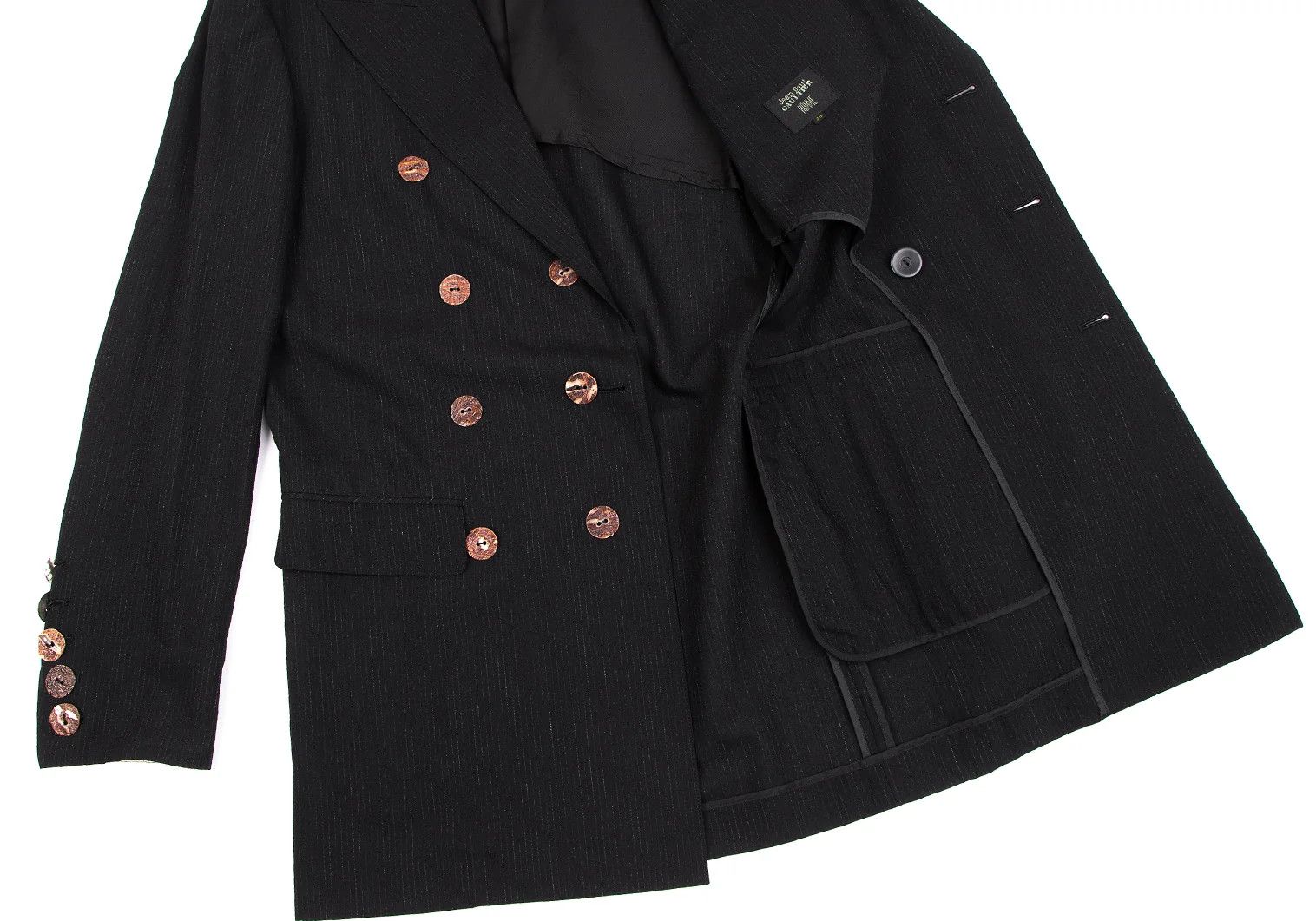 Jean Paul Gaultier Wool Chalk Stripe Double Jacket in Black, Size 48 Size US M / EU 48-50 / 2 - 12 Thumbnail