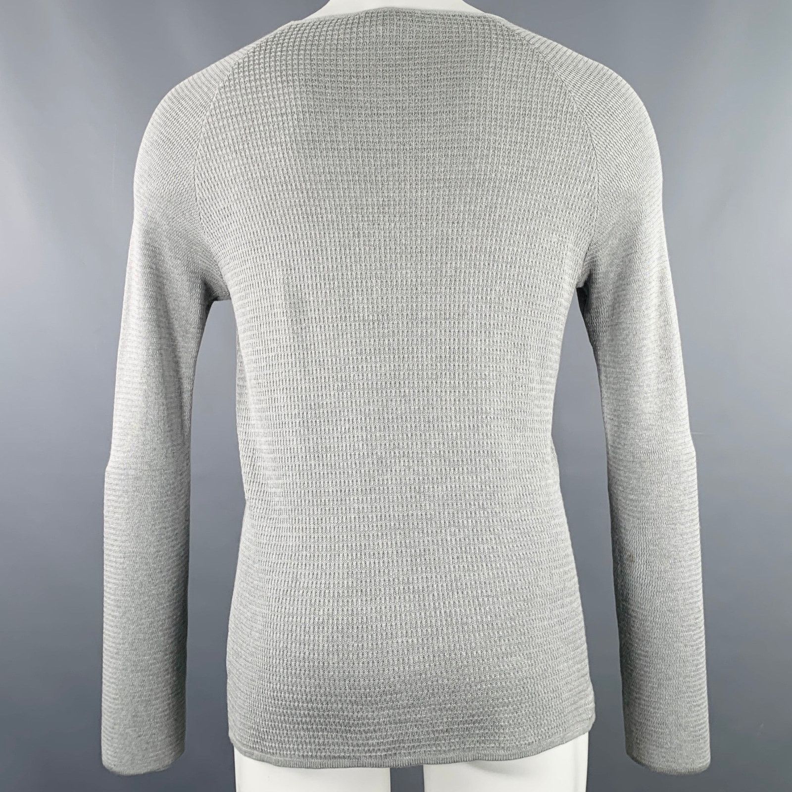 Emporio Armani EMPORIO ARMANI Size 38 Grey Waffle Knit Scoop Neck Pullover Size US S / EU 44-46 / 1 - 4 Thumbnail